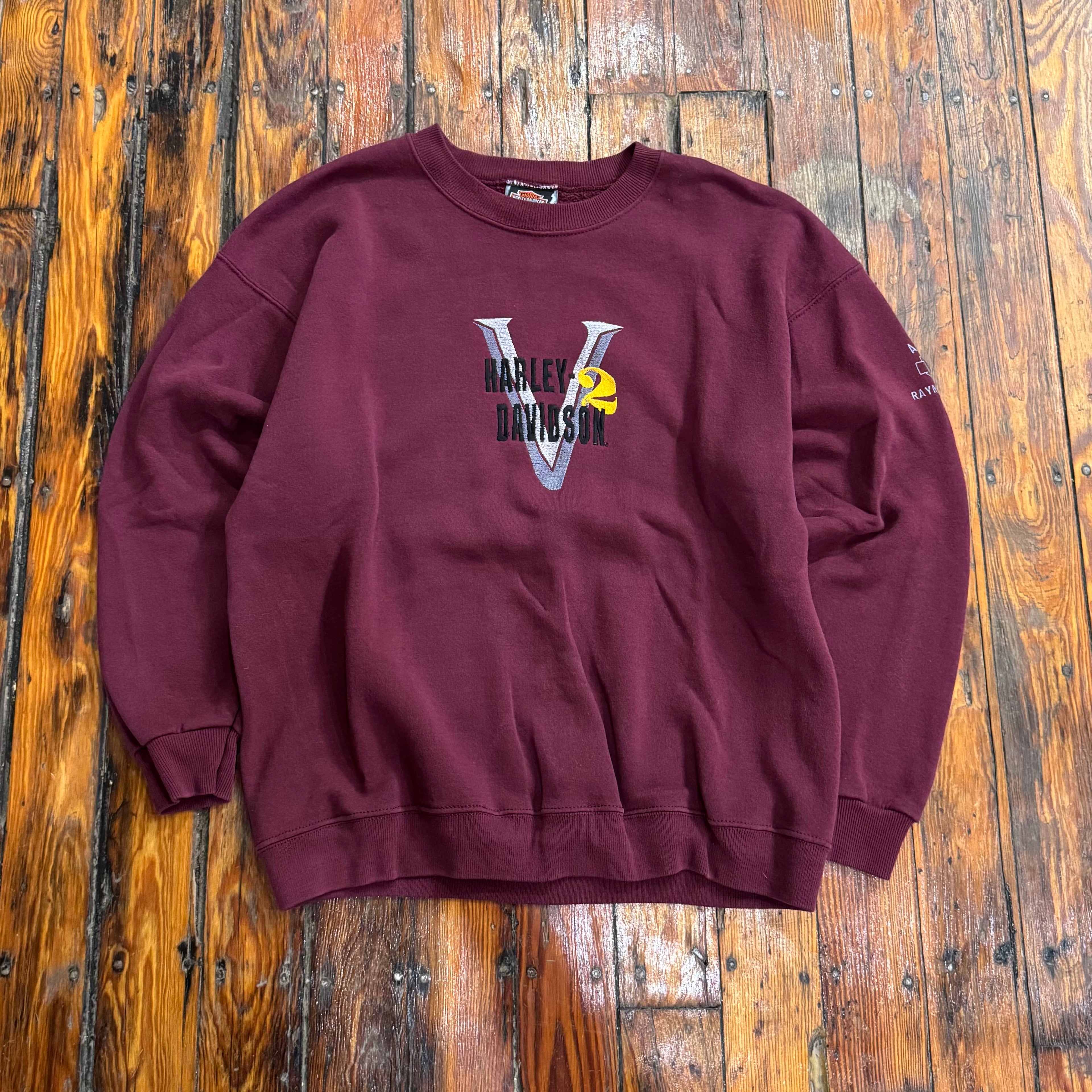 Vintage Harley Davidson V2 Embroidered Crewneck Sz XL