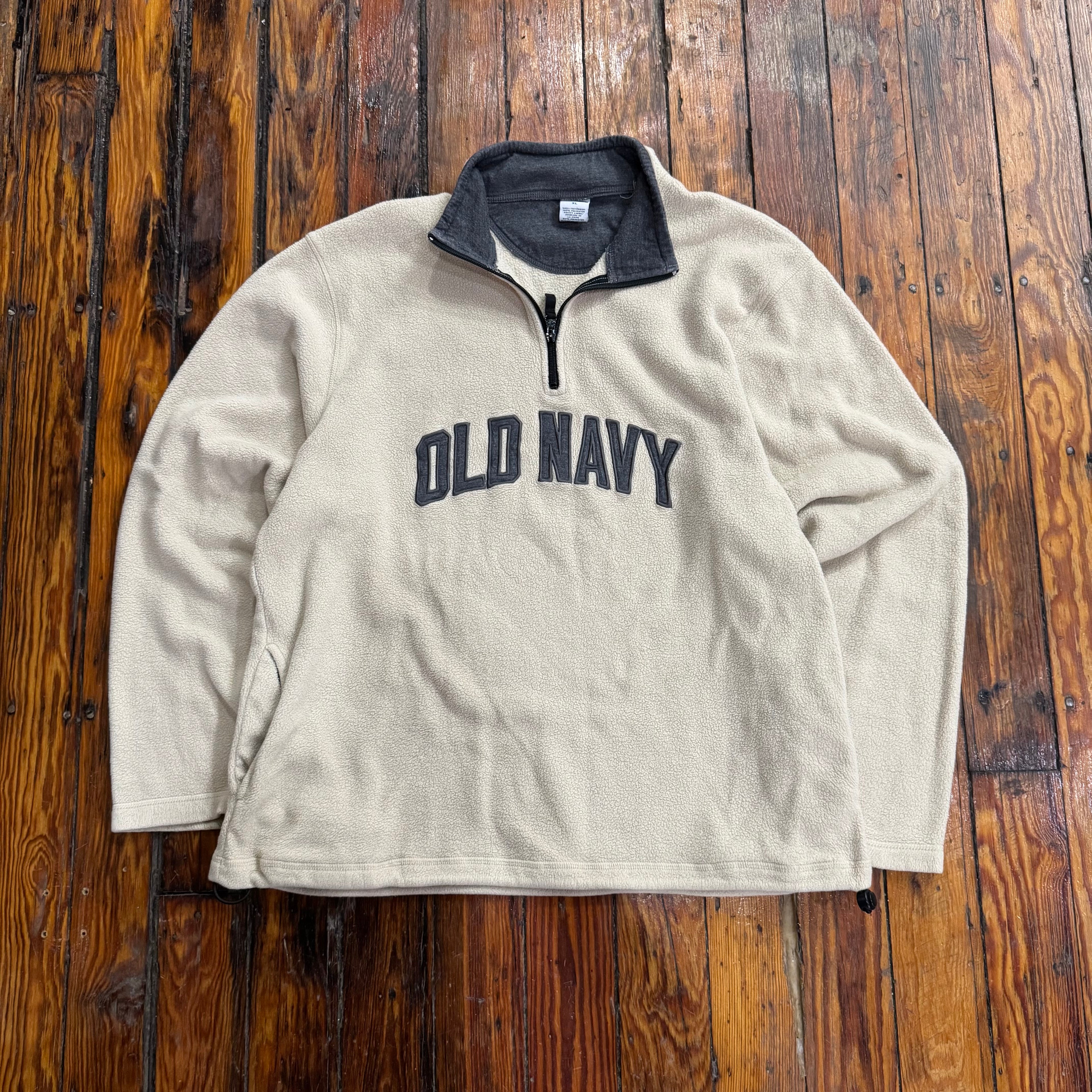 Y2K Old Navy SpellOut Quarter Zip Fleece Sz XL