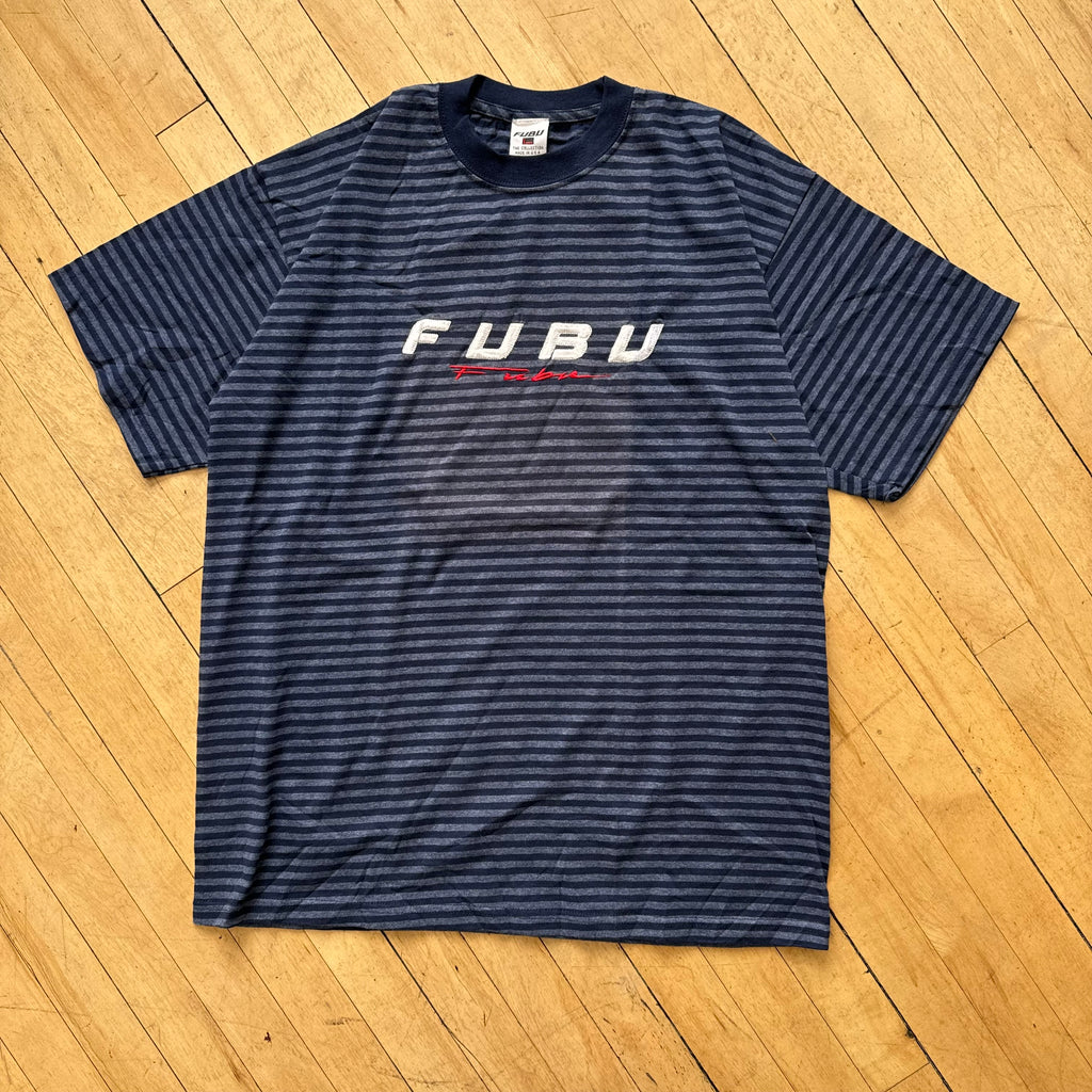 Vintage Bootleg Striped Fubu T-shirt Sz L