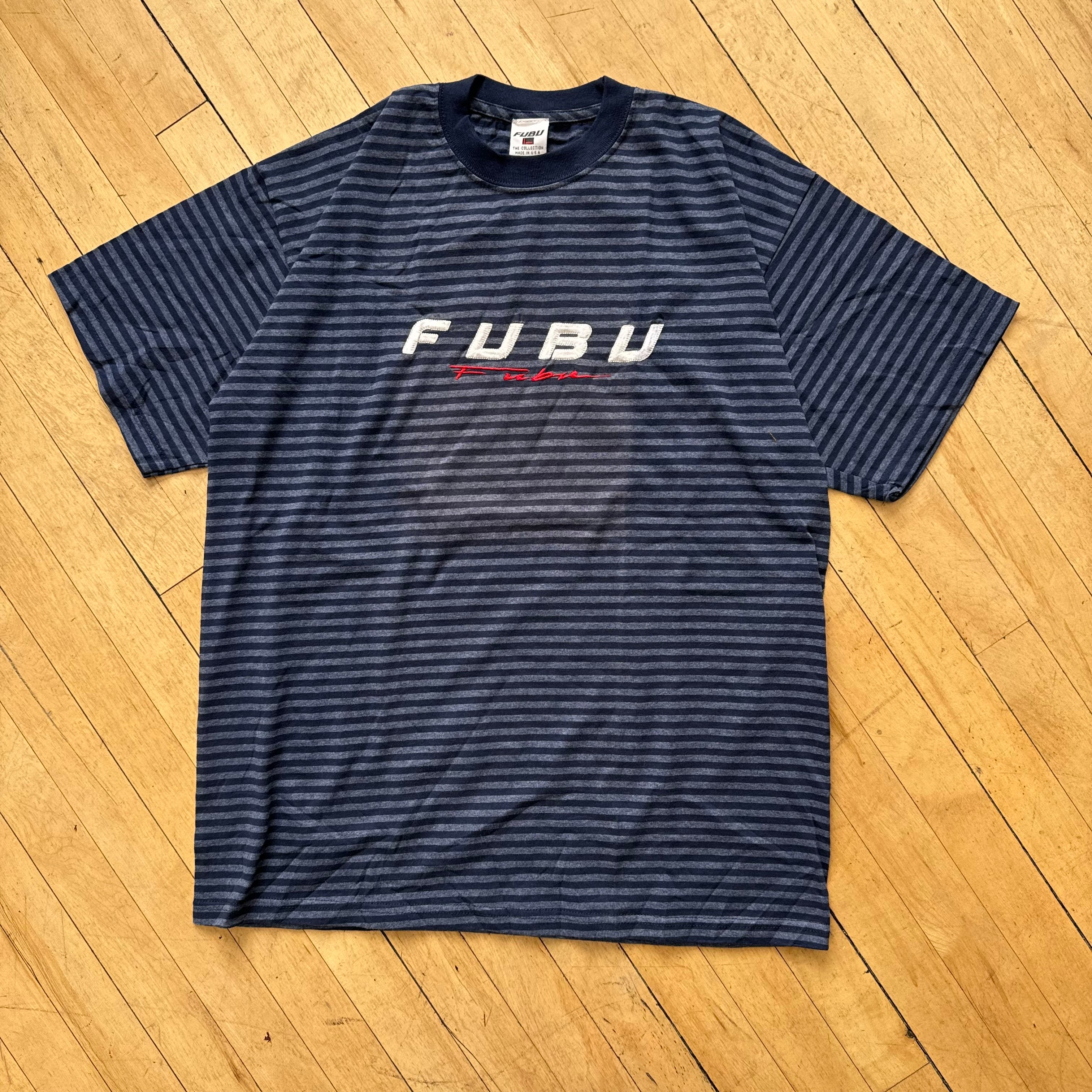 Vintage Bootleg Striped Fubu T-shirt Sz L
