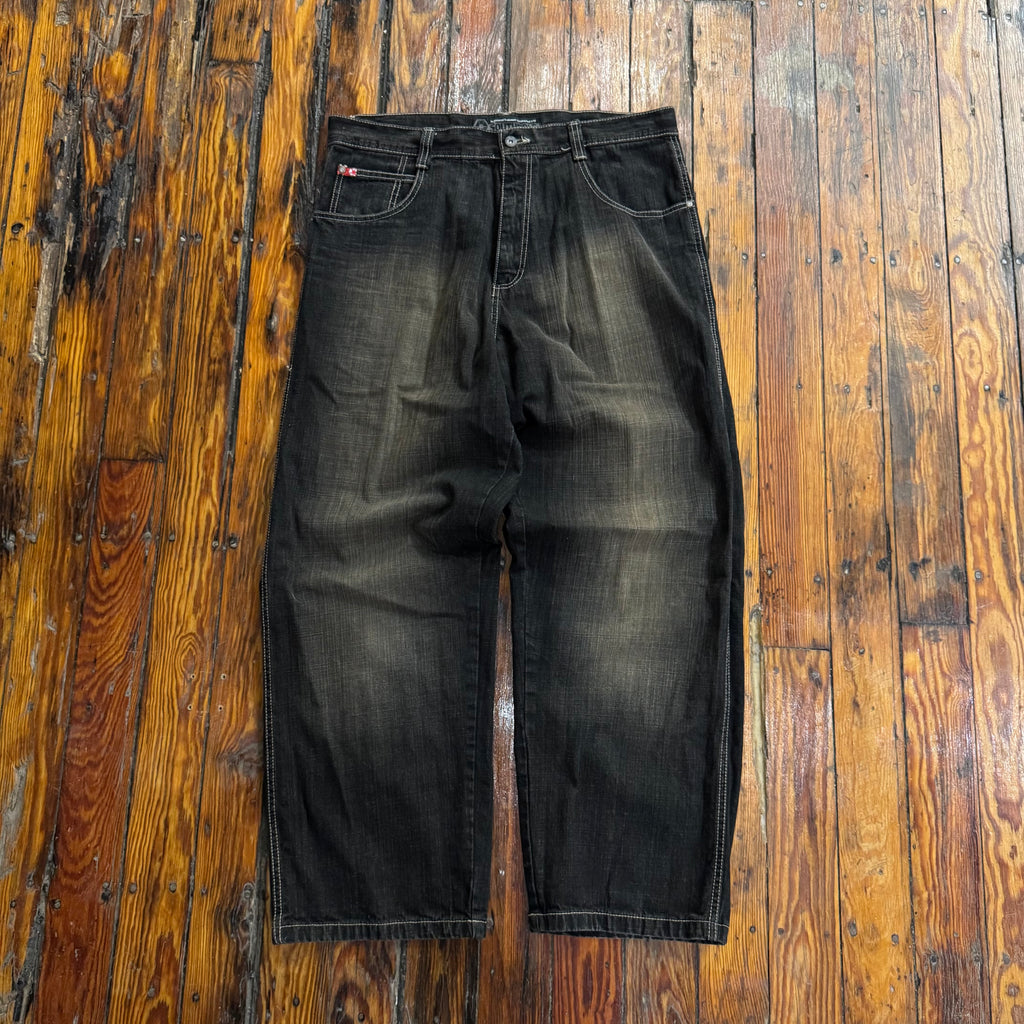 Y2K Faded Brown / Black SouthPole Denim Jeans Sz 36