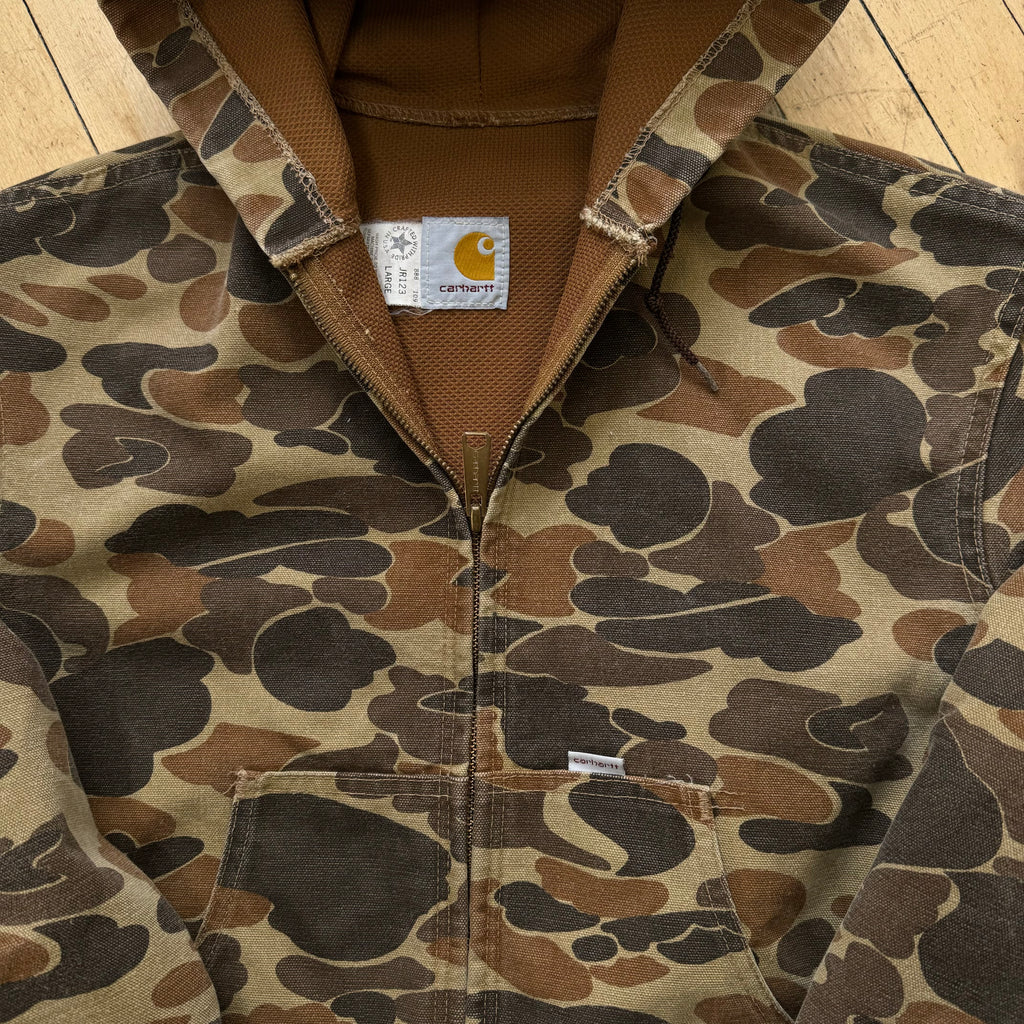 Vintage Carhartt Duck Camo Hooded Jacket Sz M