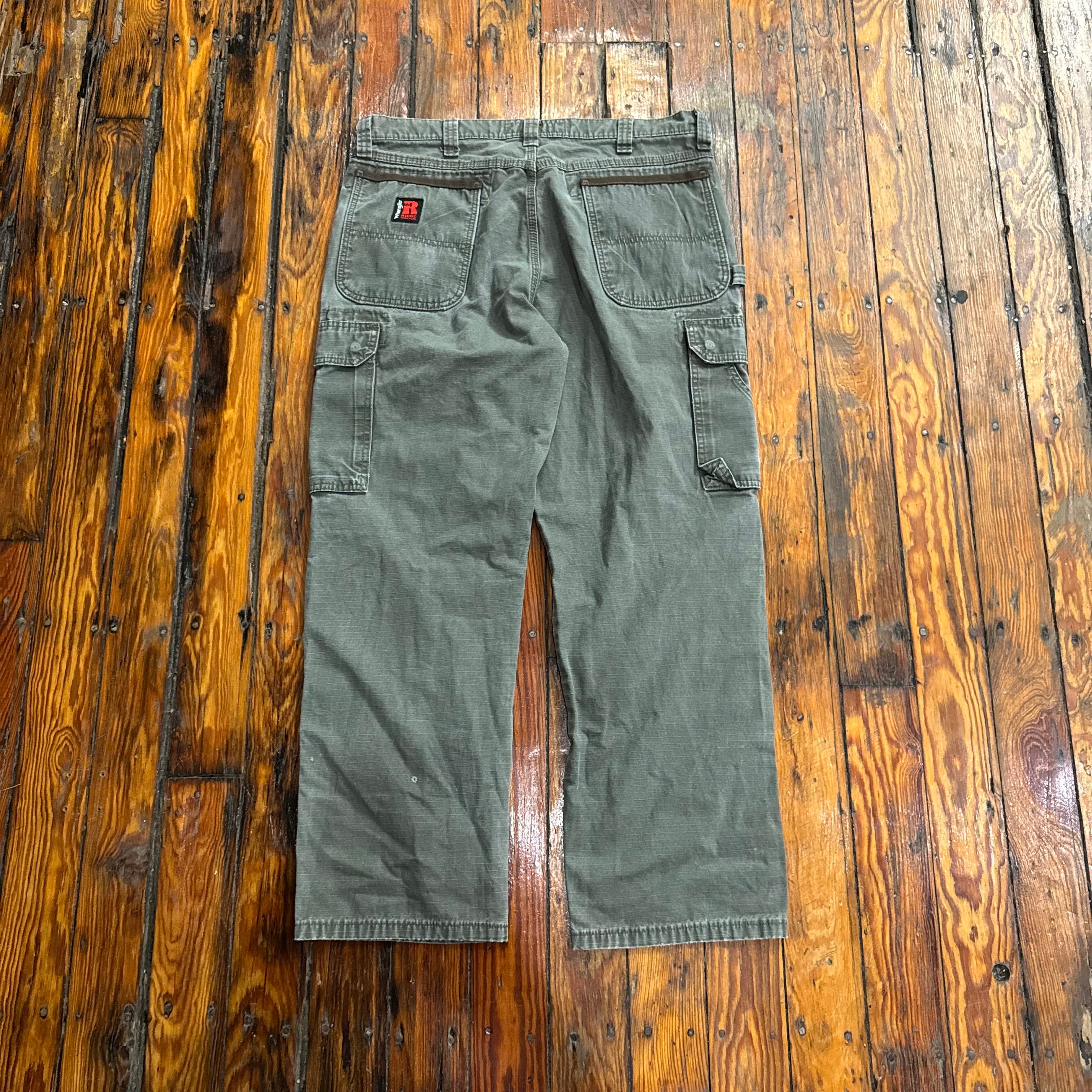 Vintage Wrangler Rigs Olive Cargo Pants Sz 36x30