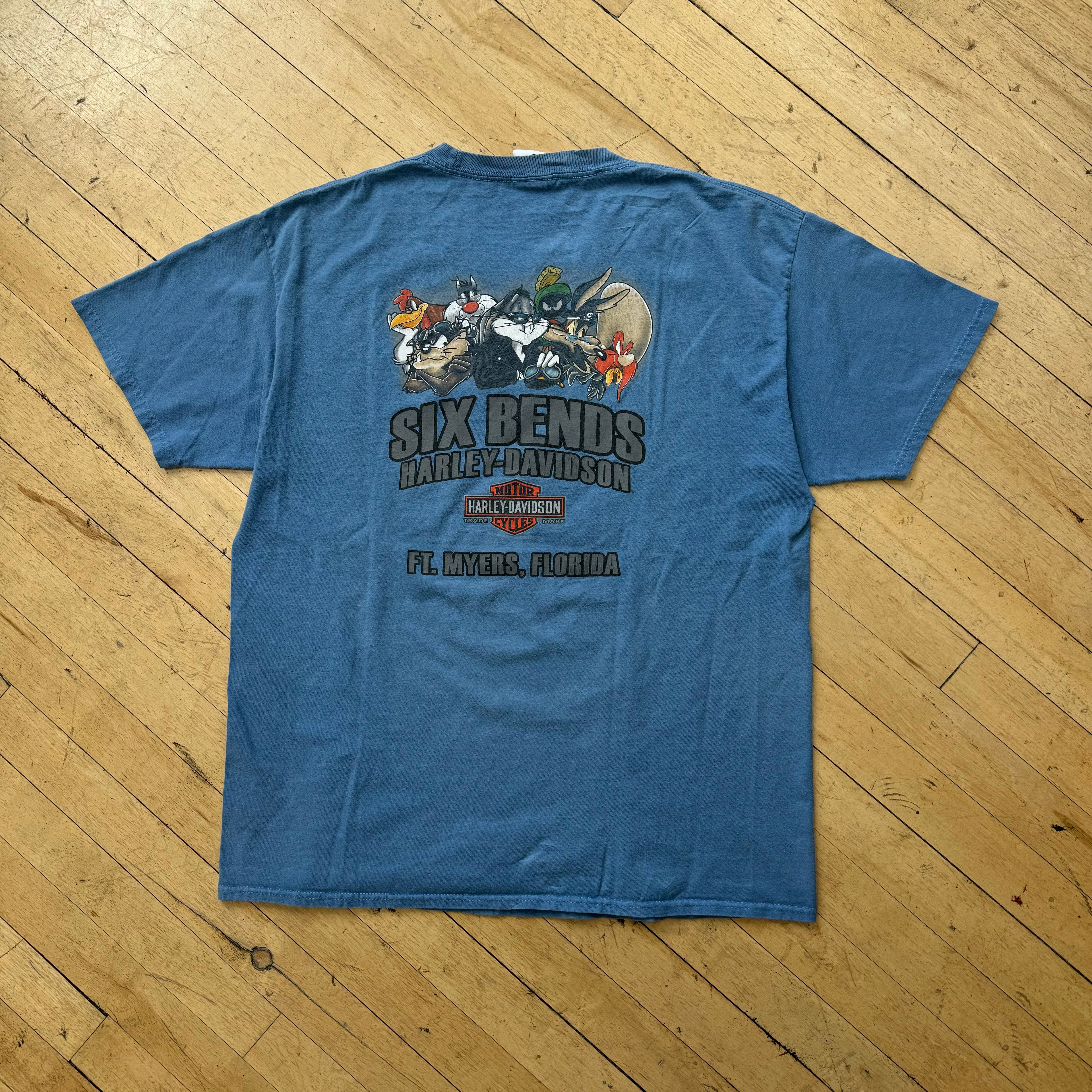 Vintage Looney Tunes Harley Davidson T-shirt Sz L