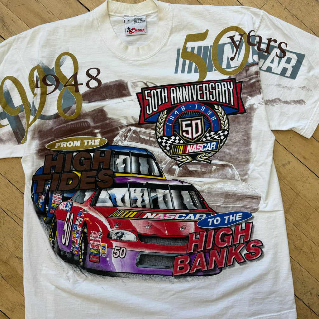Vintage Chase Authentics Nascar 50th Anniversary AOP T-shirt Sz L
