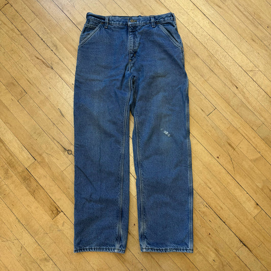 Vintage Blanket Lined Carhartt Denim Jeans Sz 36x34