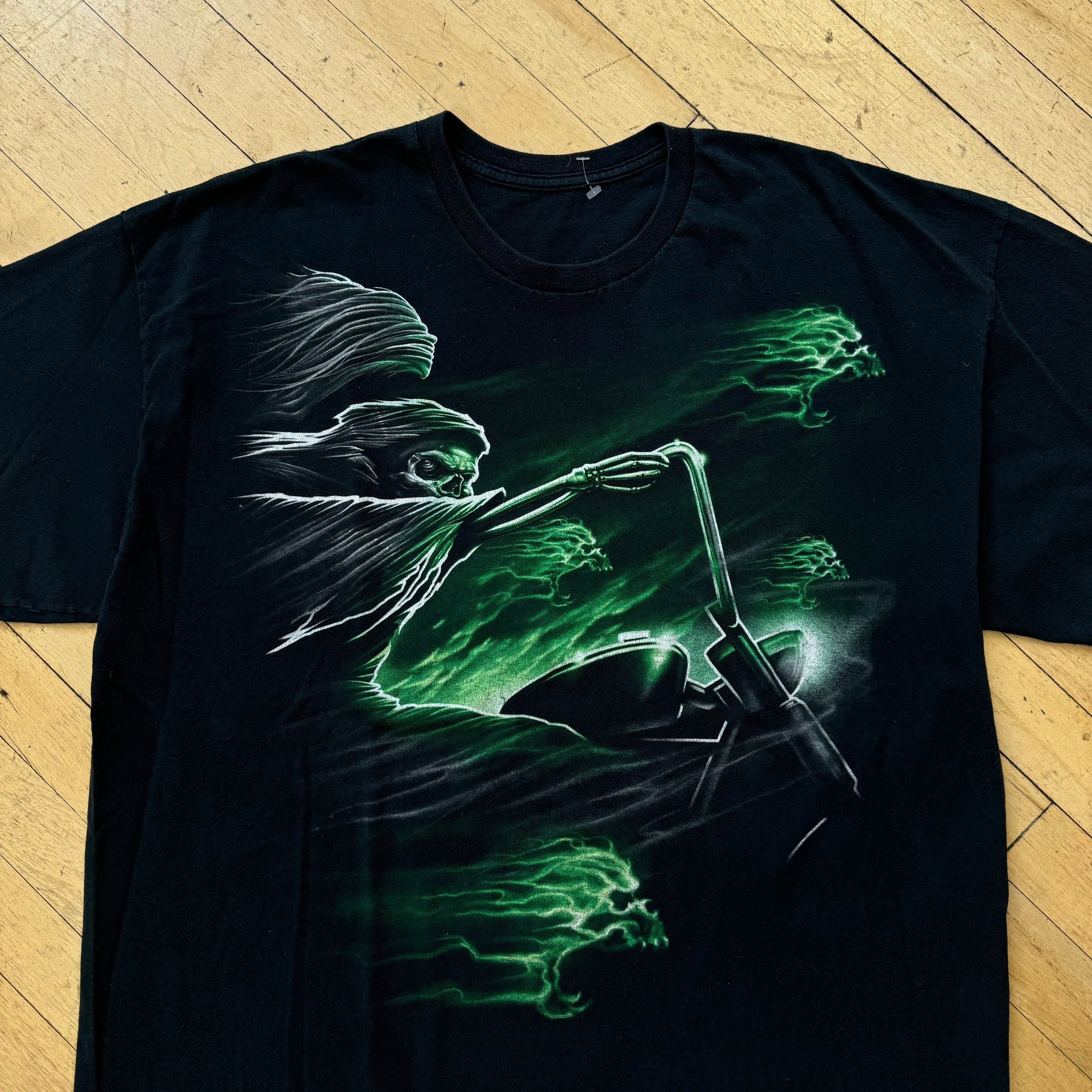 Y2K Reaper Flame Biker T-shirt Sz XL