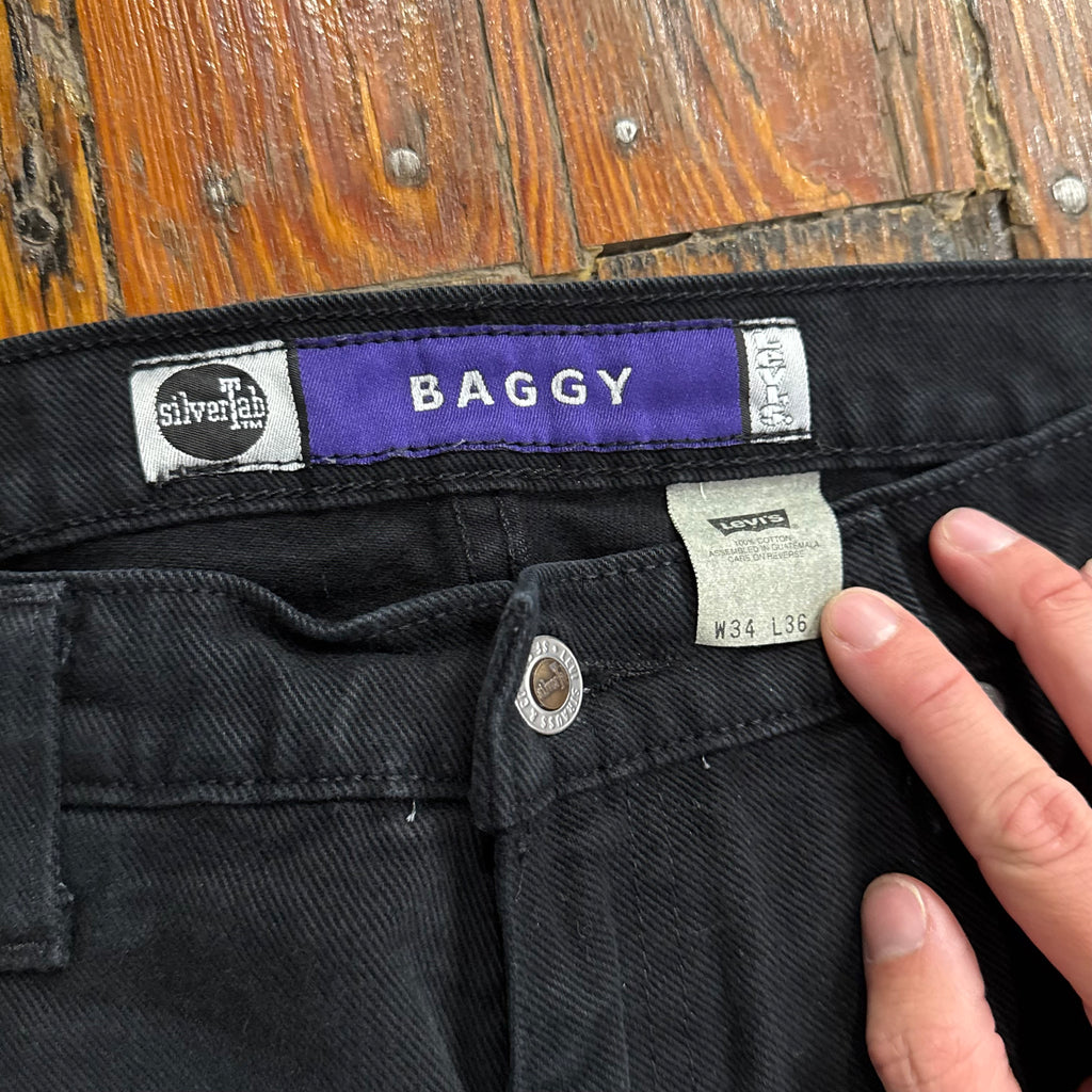 Vintage Baggy BLK Levi’s Silver Tab Denim Jeans Sz 34x36