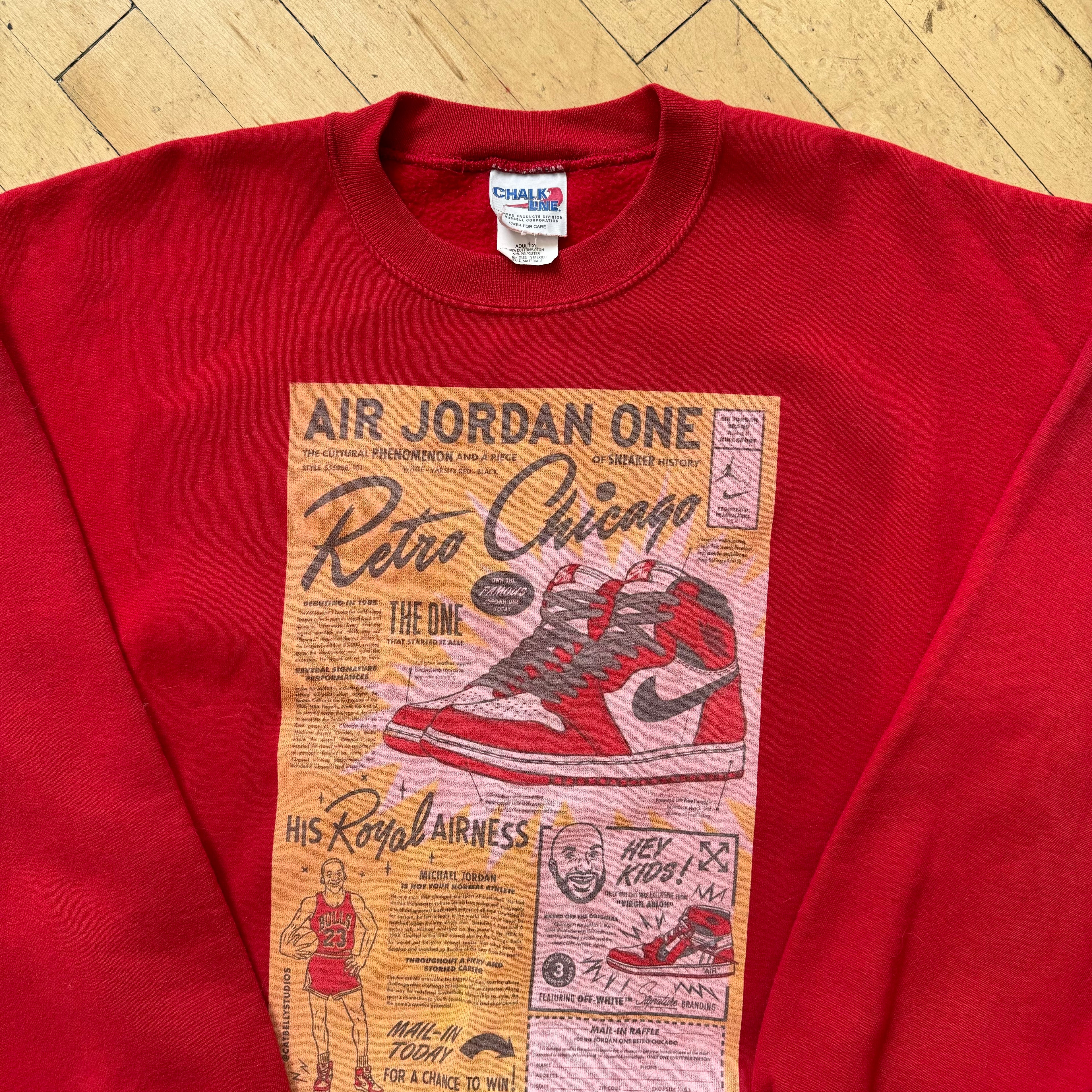 Vintage Custom Jordan 1 x OW CrewNeck Sz XL