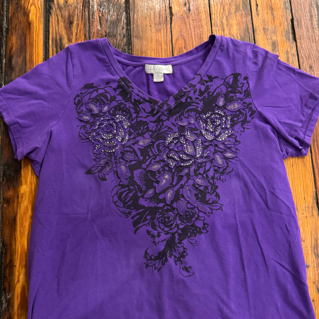Y2K Purple Heart T-shirt Sz L
