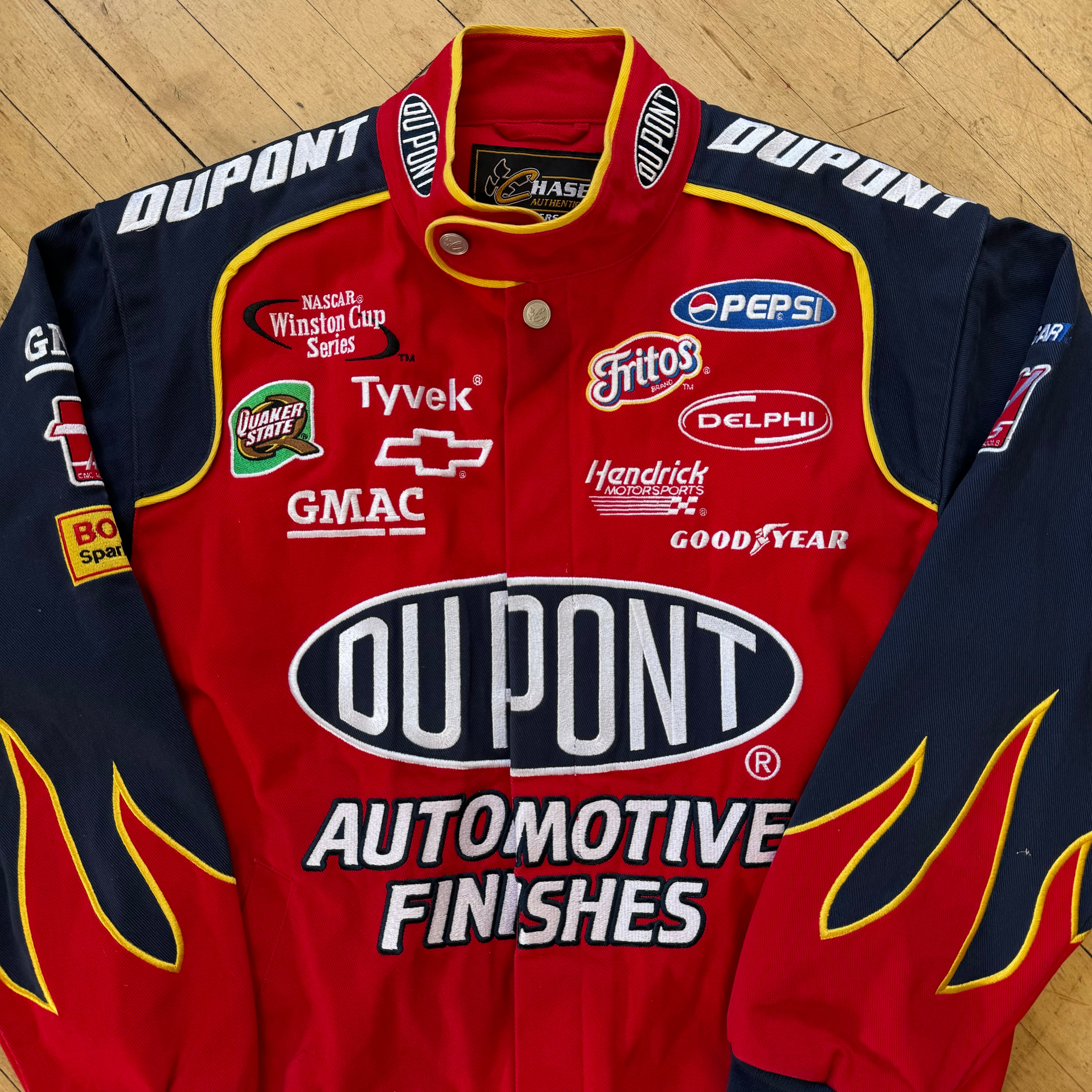 Vintage Du Point Jeff Gordon Flame Nascar Jacket Sz L