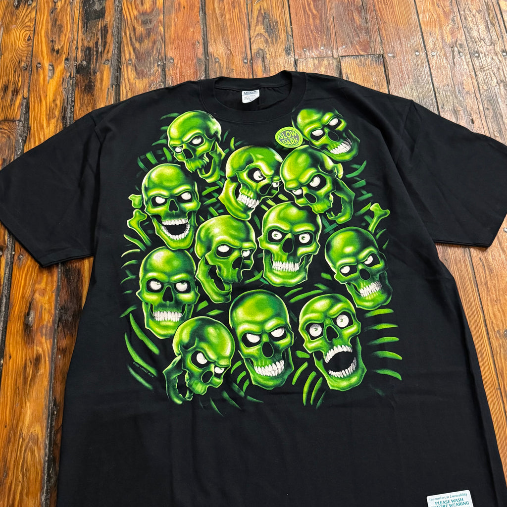 Vintage Liquid Blue Green Skull T-shirt Sz XXL