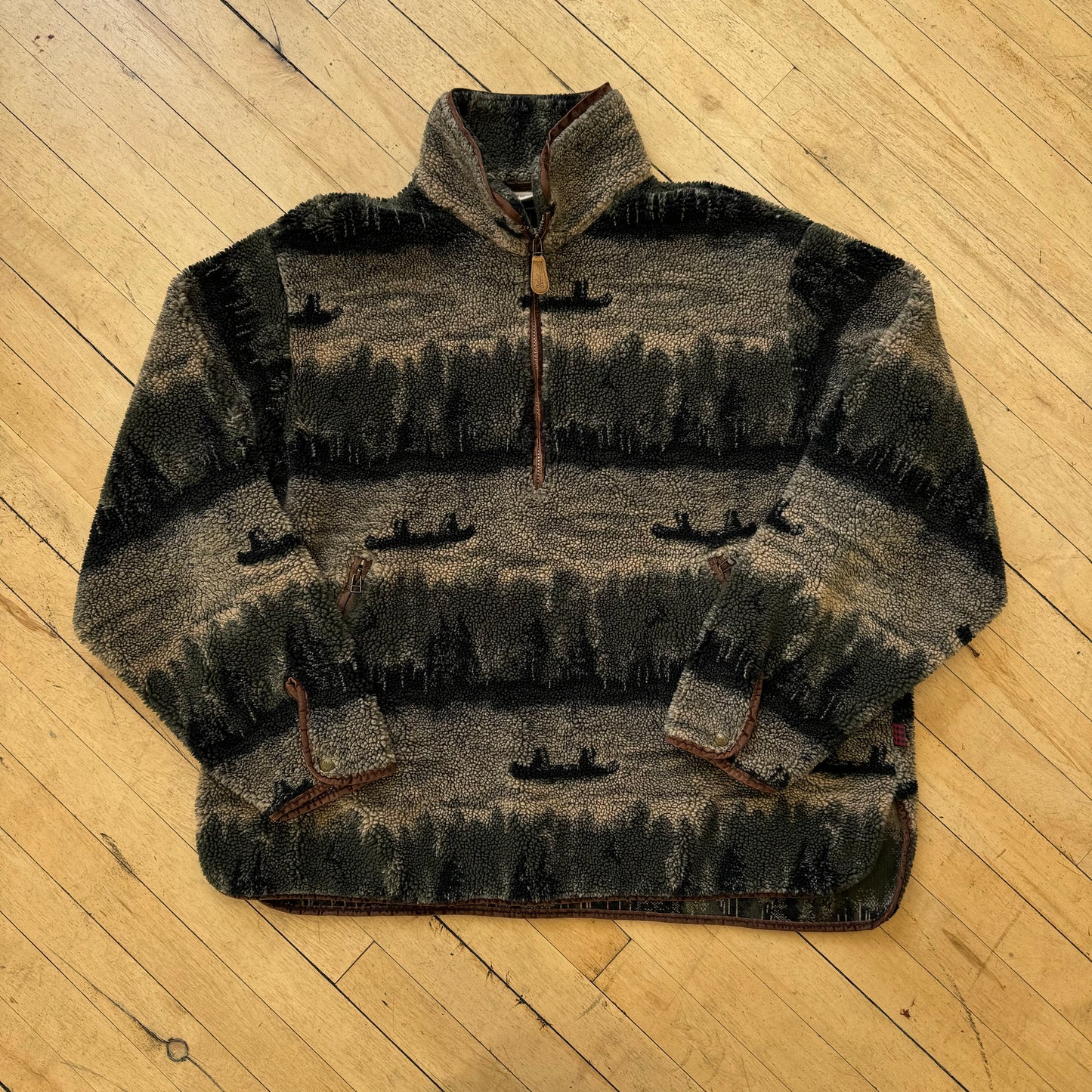 Vintage WoolRich AOP Sweater Fleece Jacket Sz L