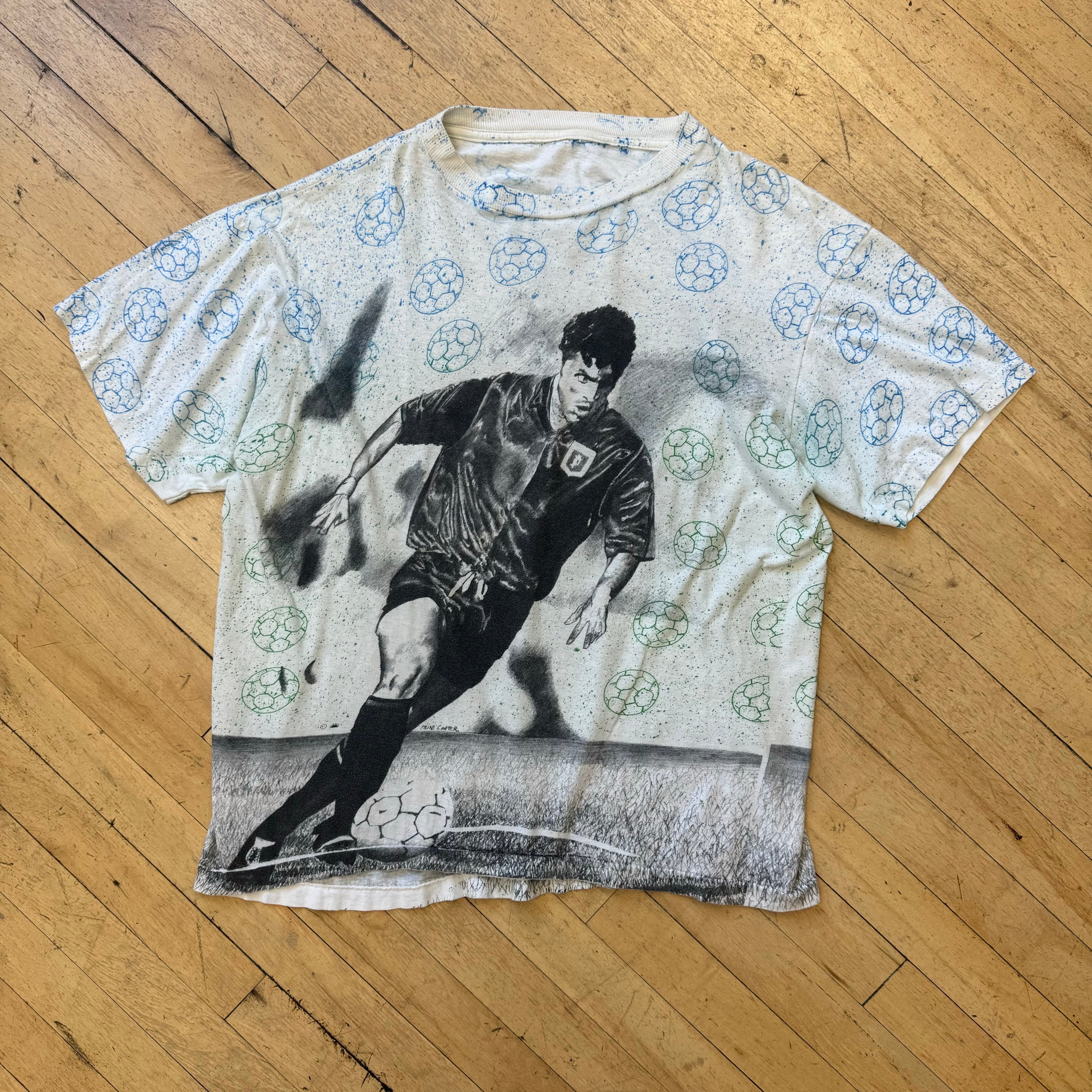 Vintage Soccer AOP T-shirt Sz L