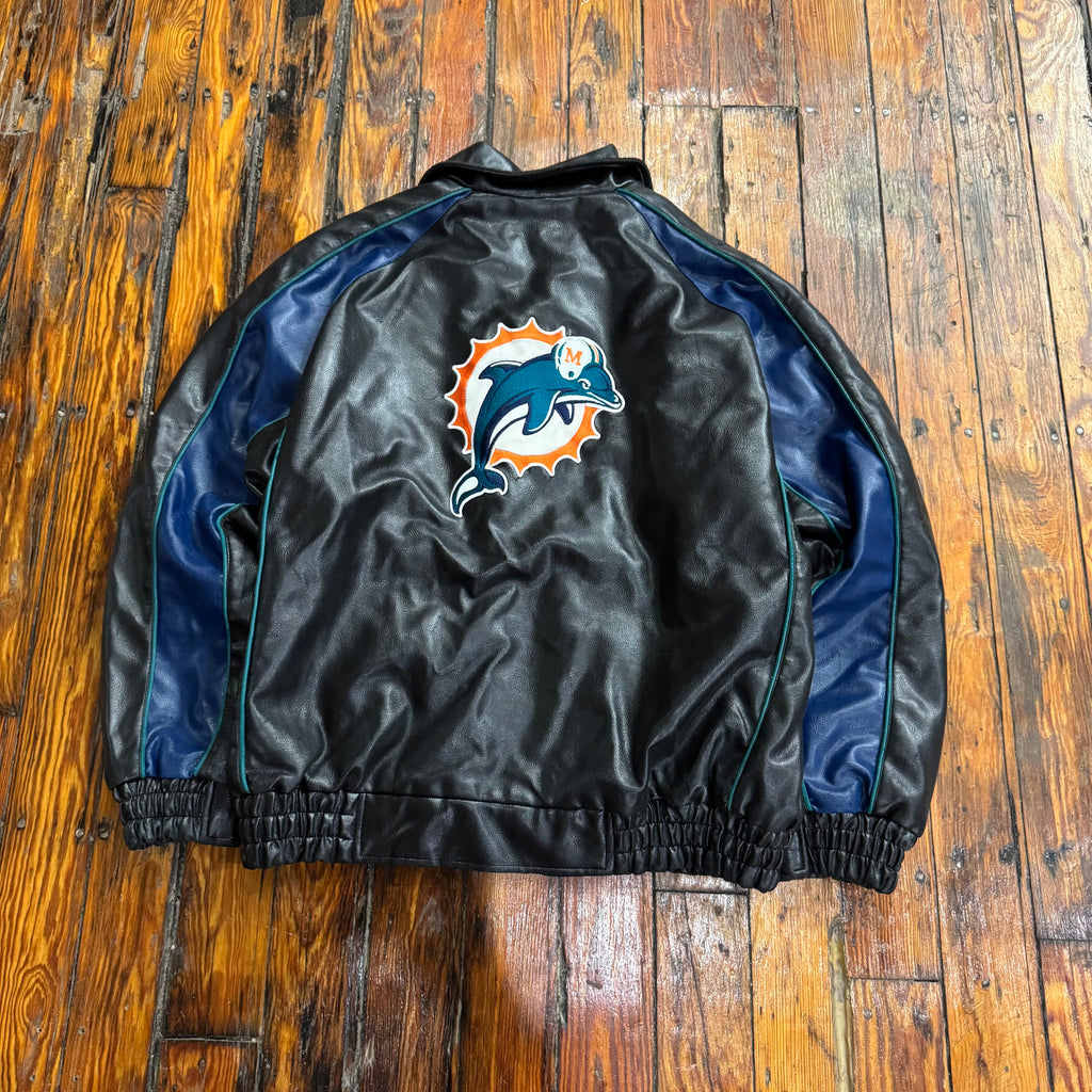 Vintage Miami Dolphins Leather NFL Jacket Sz L