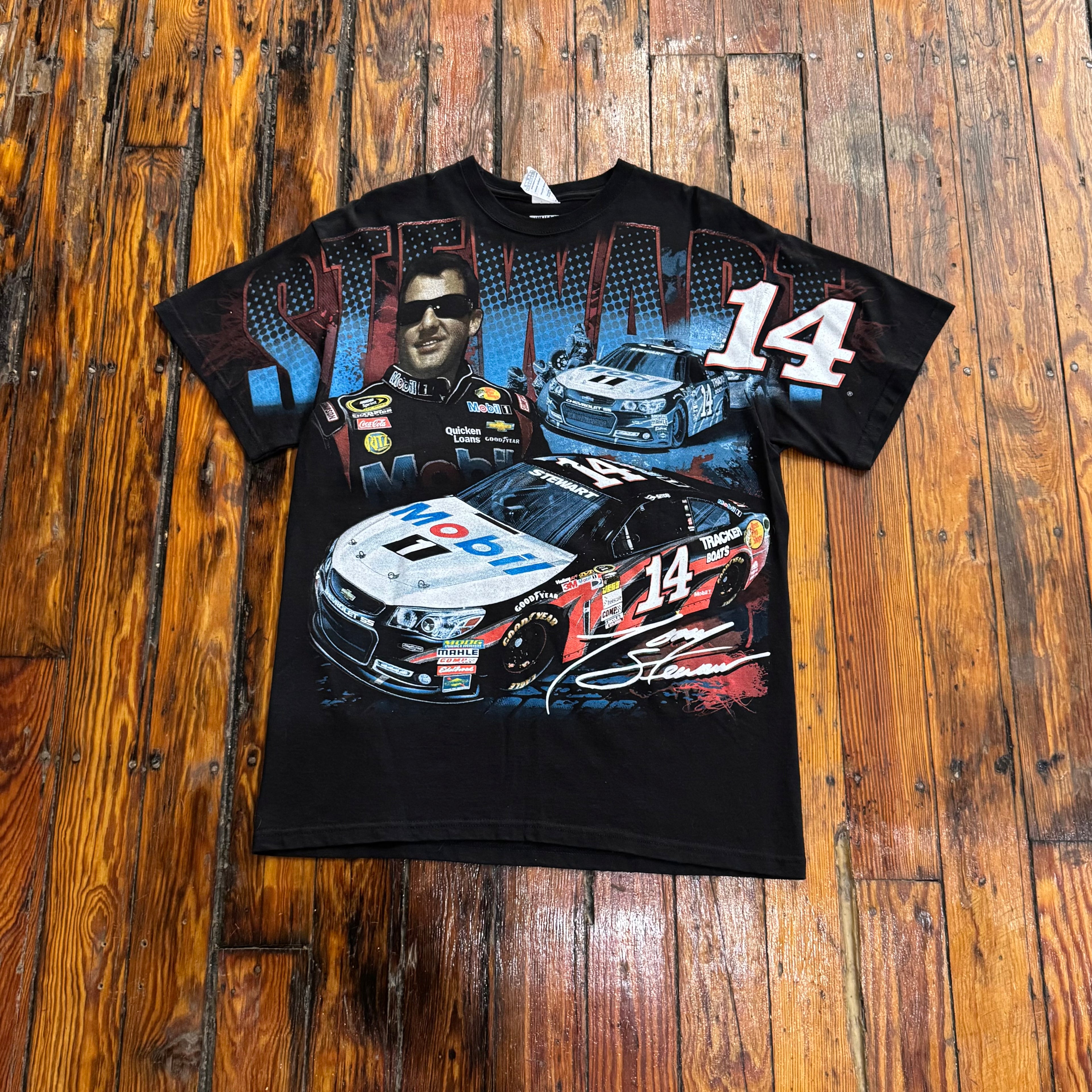 Y2K NASCAR AOP Stewart T-shirt Sz L