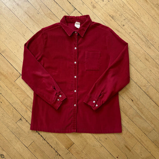 Vintage Corduroy Button Up T-shirt Sz M