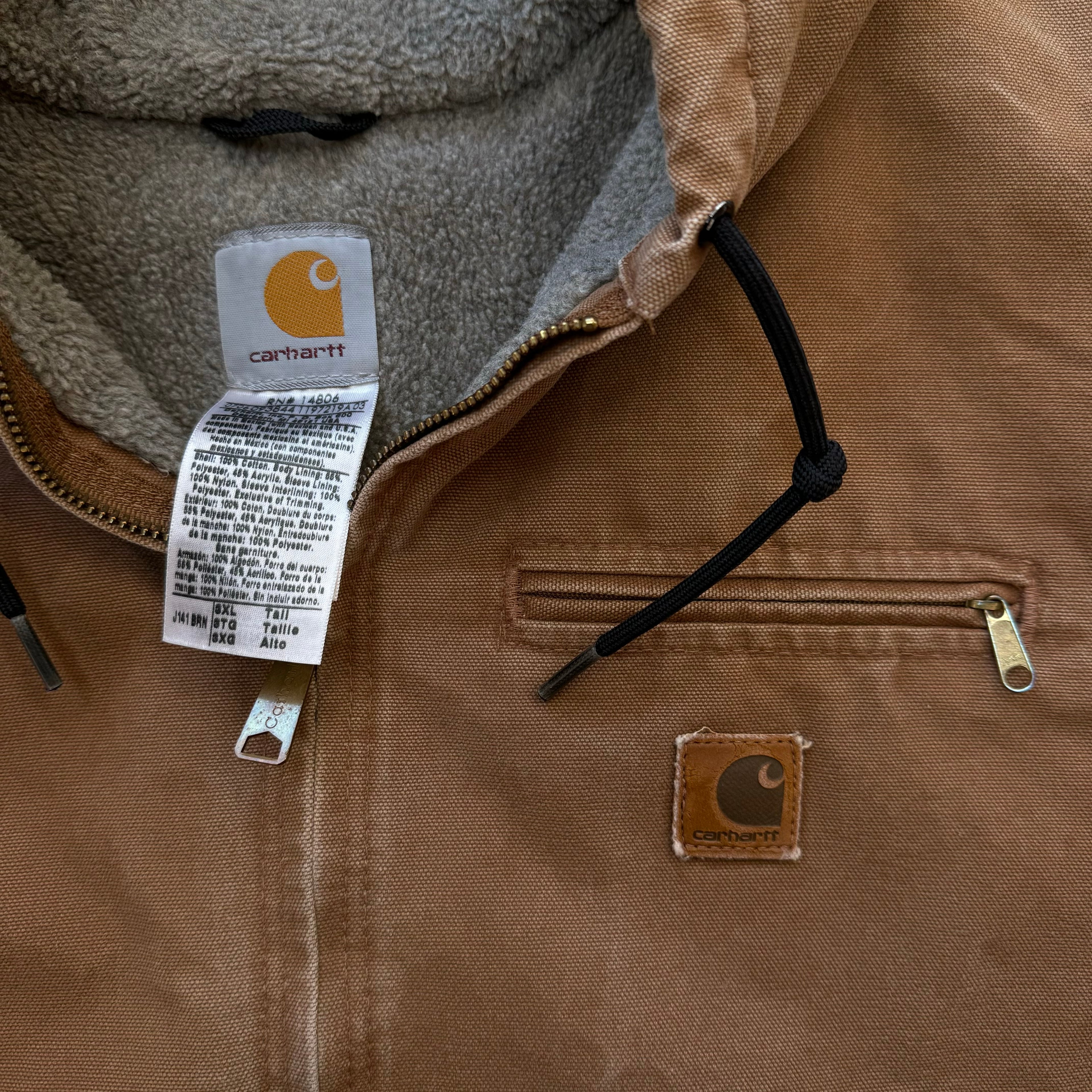 Vintage Fleece Lined Carhartt Hooded Workwear Jacket Sz XXXL