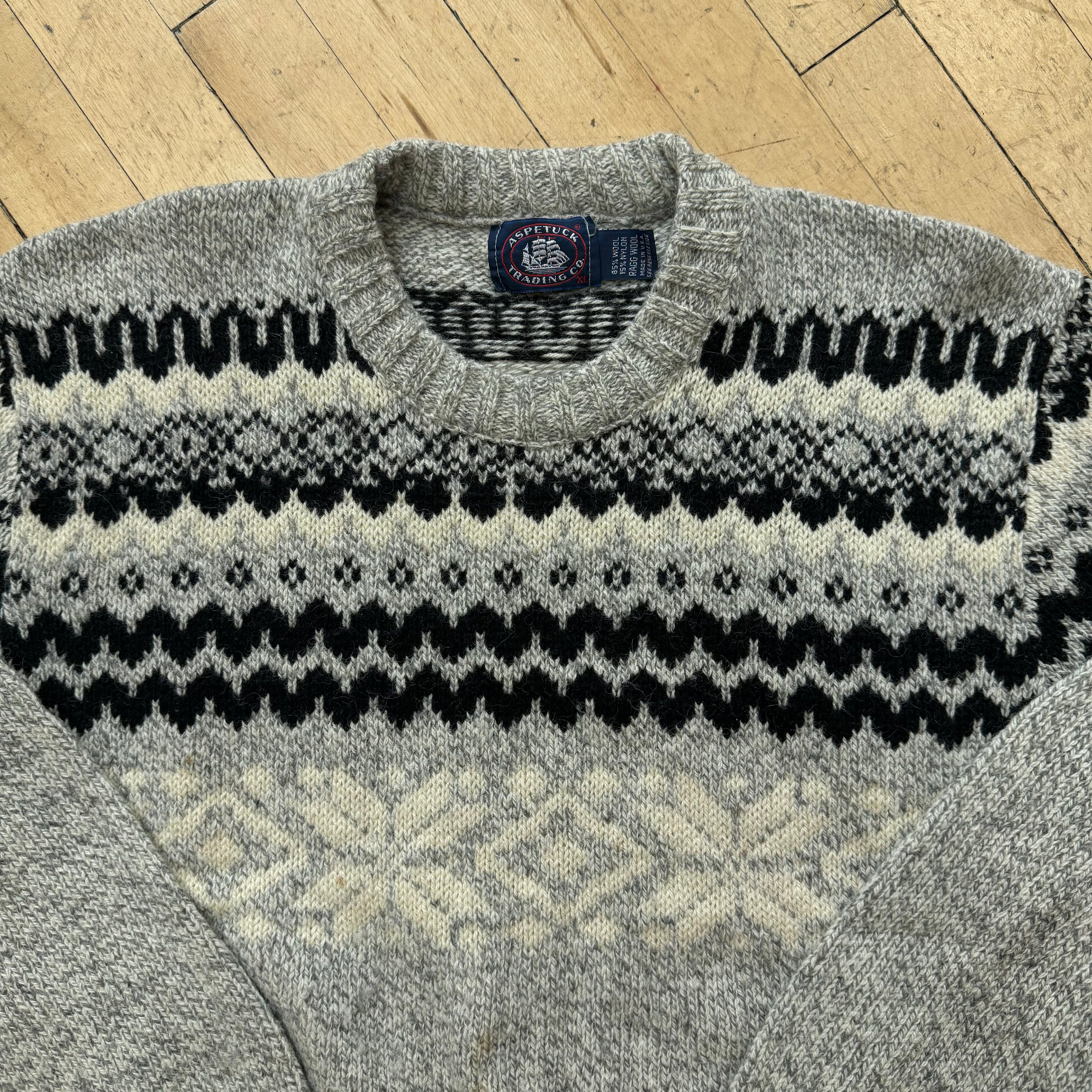 Vintage Aspetuck Patterned Sweater Sz M