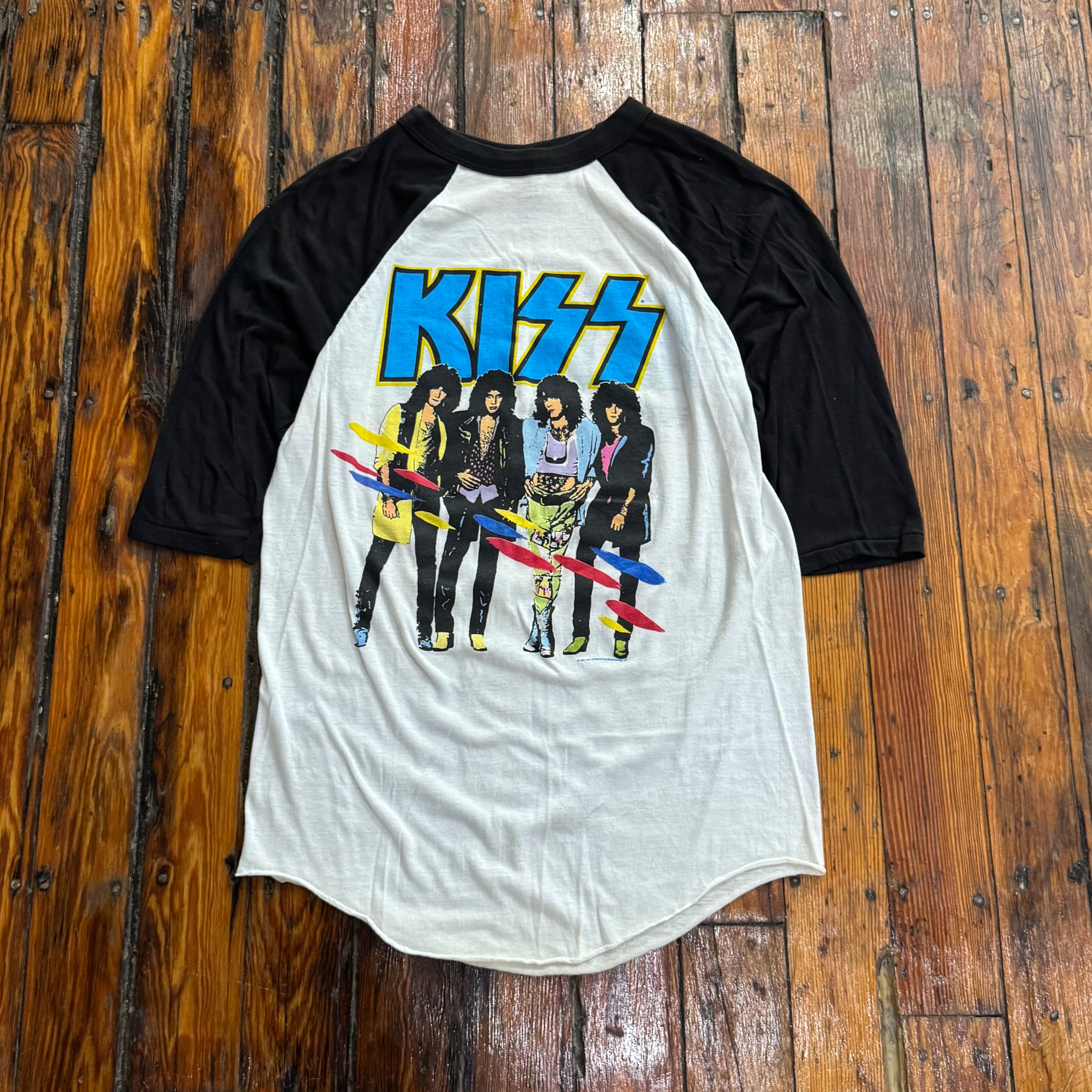 Vintage 1985 KISS ASYLUM Concert Tour Raglan T-Shirt Sz L