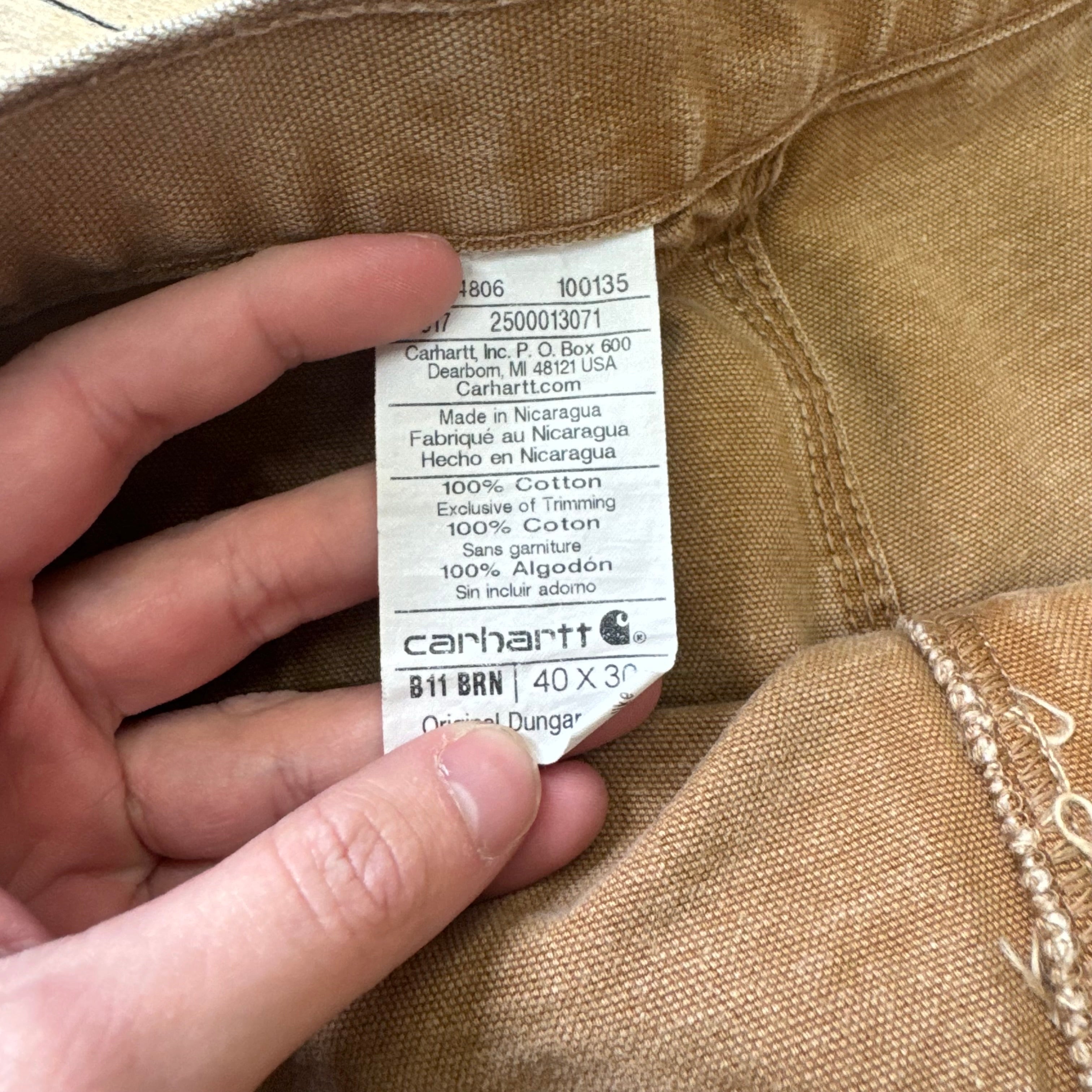 Vintage Carhartt Denim Khaki Jeans Sz 40x30