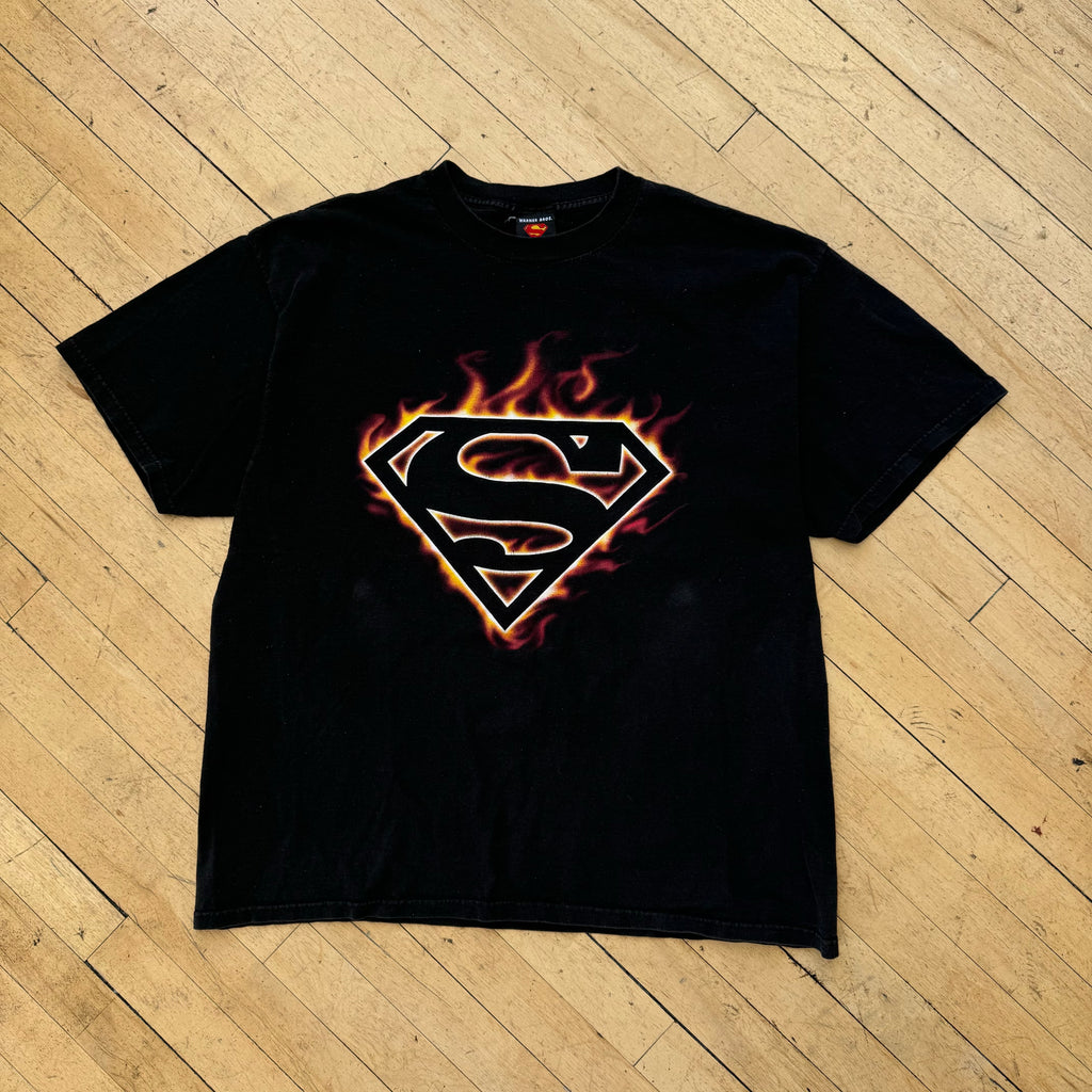 Y2K Superman Flame T-shirt Sz XL