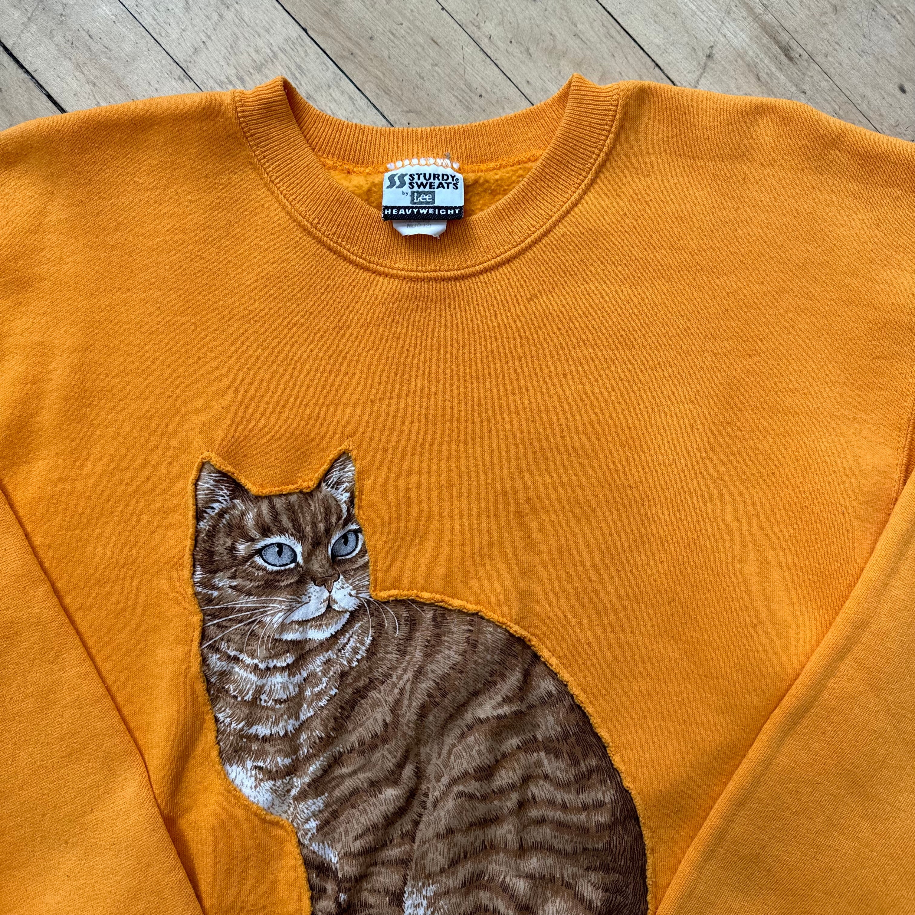Vintage Orange Cat Rework Crewneck Sz M