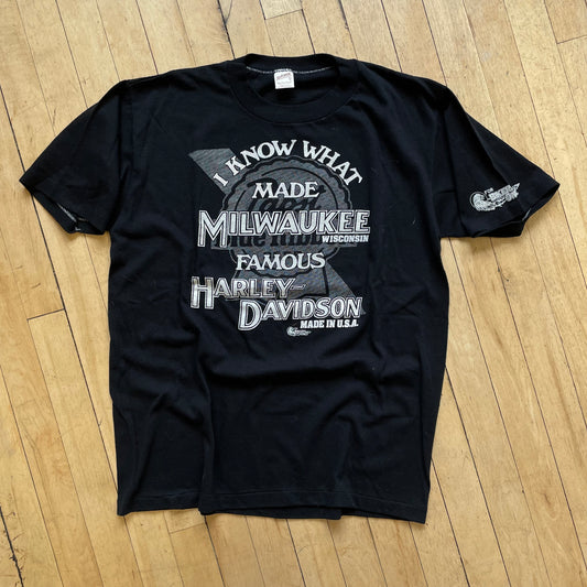 80s I know what made Milwaukee Famous Harley Davidson T-shirt Sz L