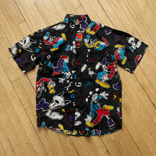 Vintage AOP Goofy Button Up T-shirt Sz XL