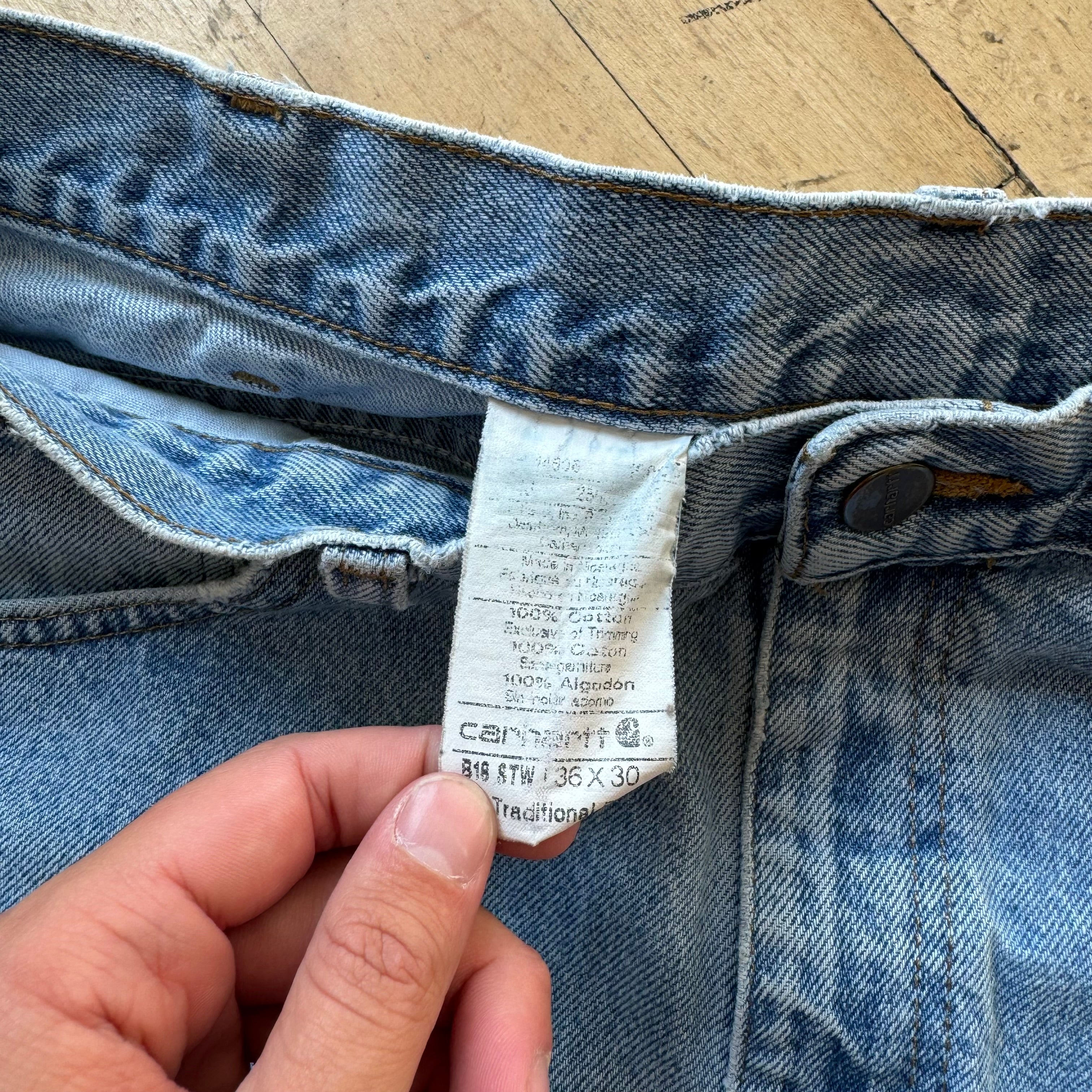 Vintage Light Wash Carhartt Denim Jeans Sz 36x30