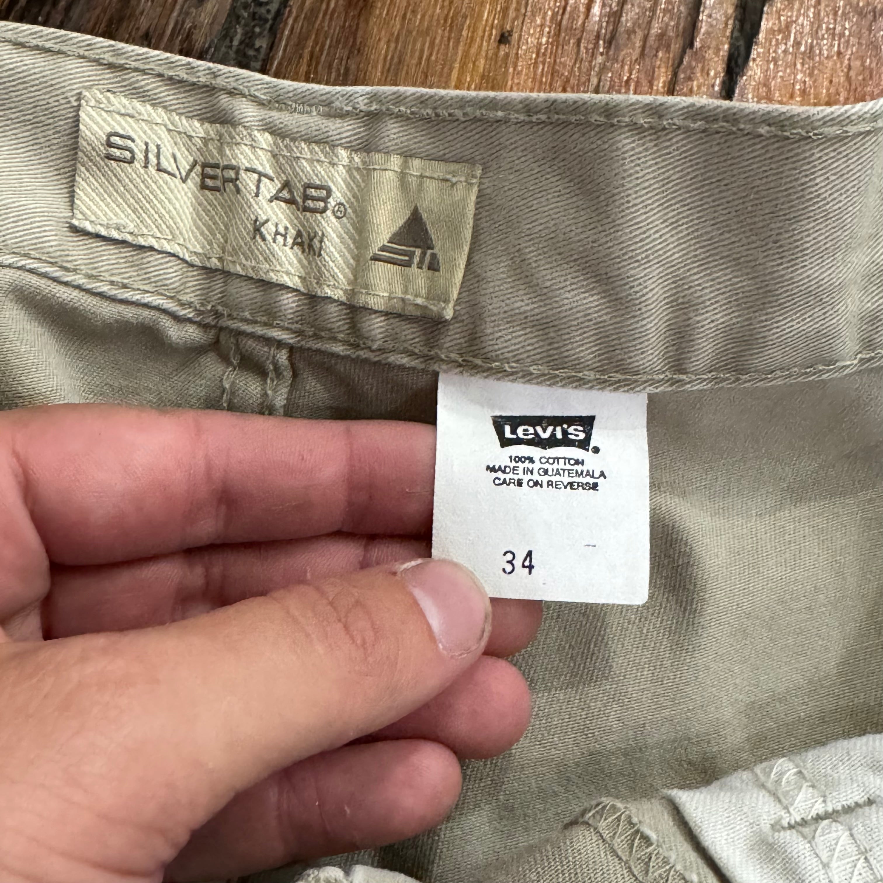 Vintage Levi Silver Tab Khaki Cargo Shorts Sz 34