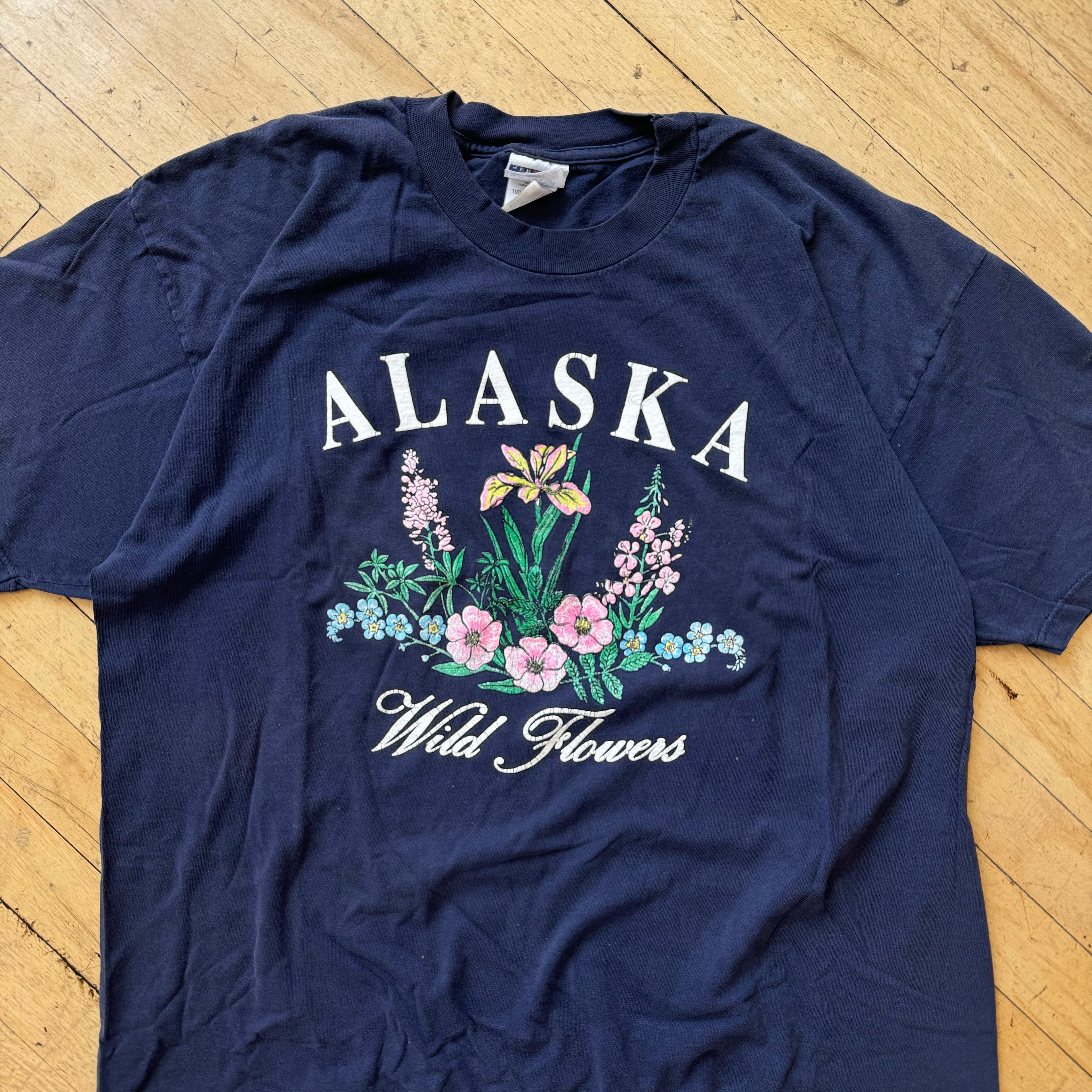 Vintage Alaska Wild Flower T-shirt Sz XL