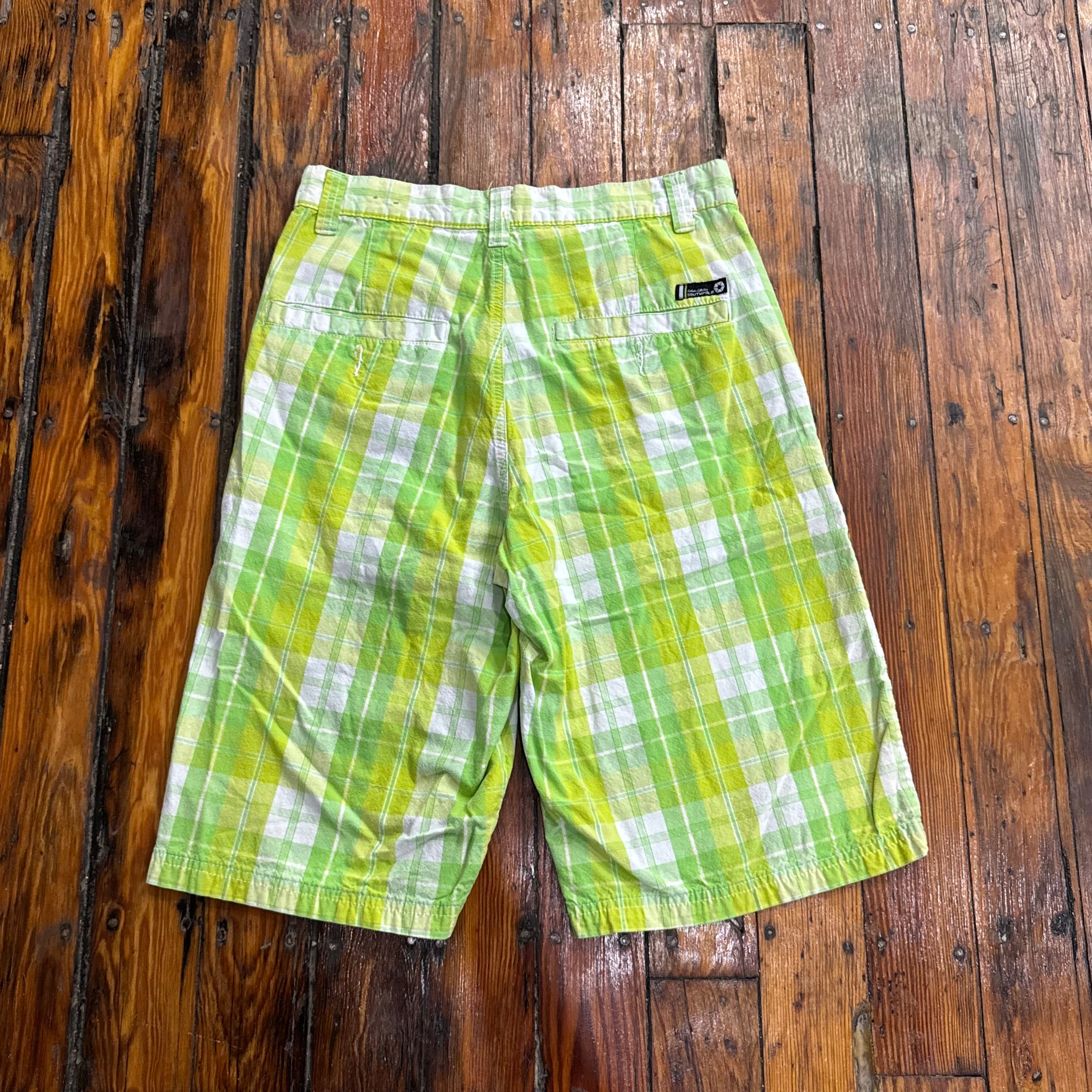 Y2K Plaid SouthPole Khaki Shorts Sz 32