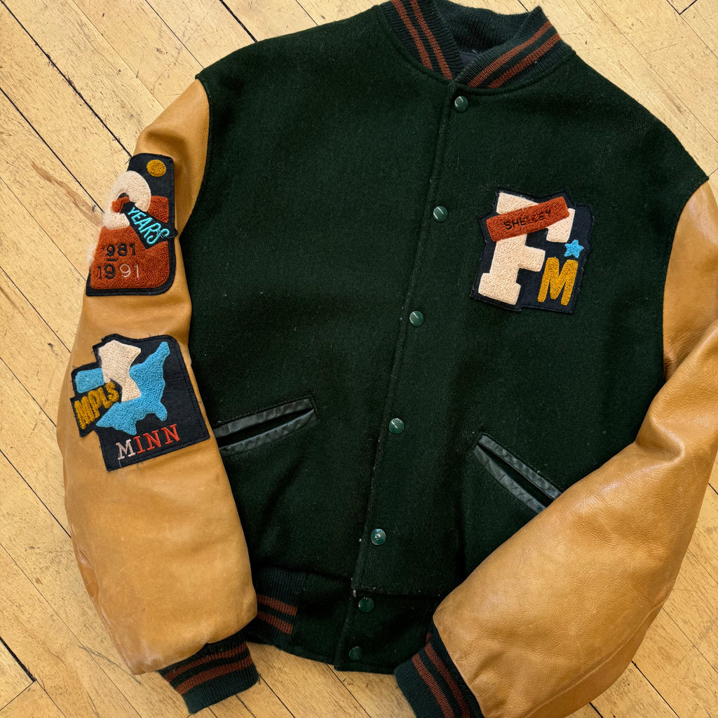 Vintage MSP Varsity Patch Bomber Jacket Sz L