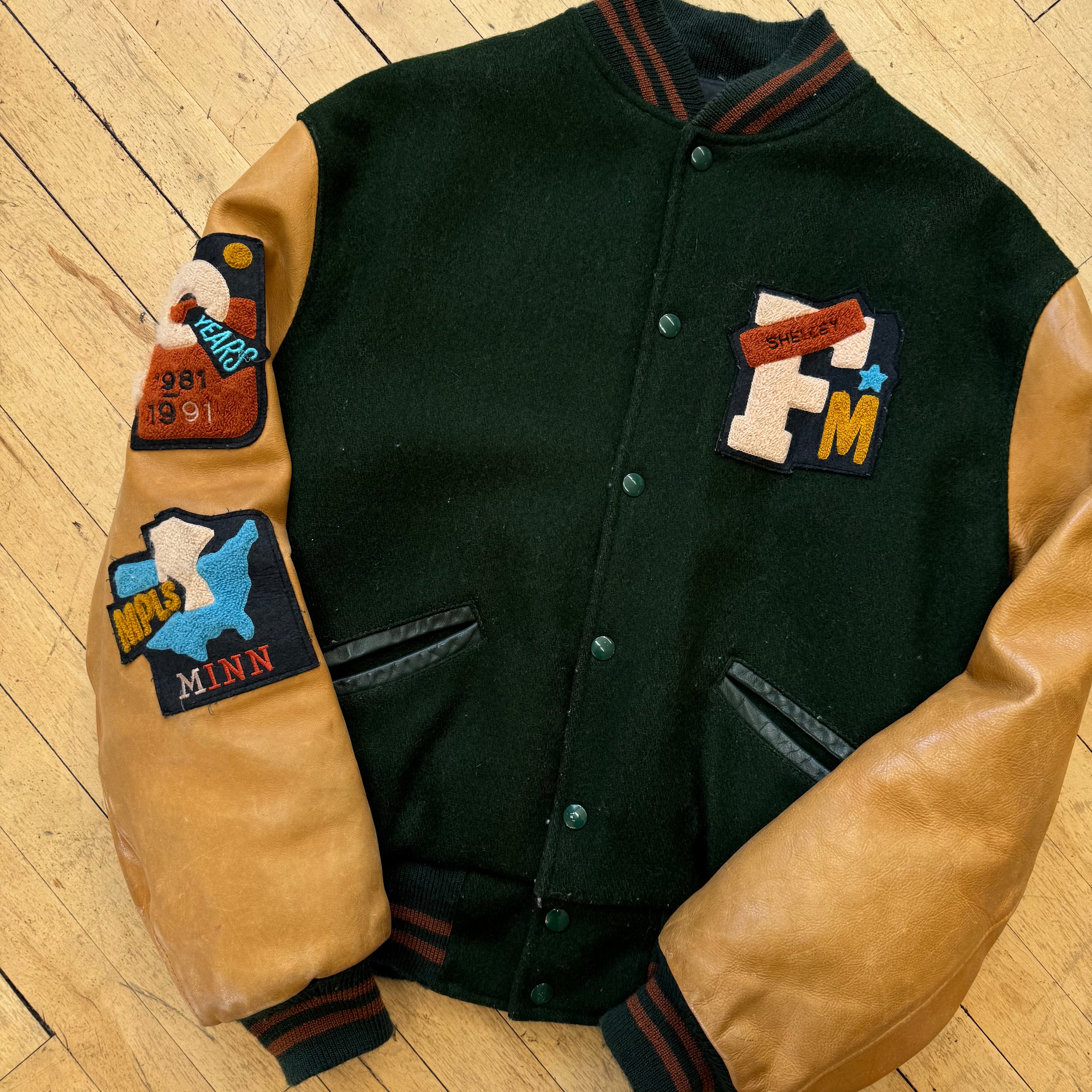 Vintage MSP Varsity Patch Bomber Jacket Sz L