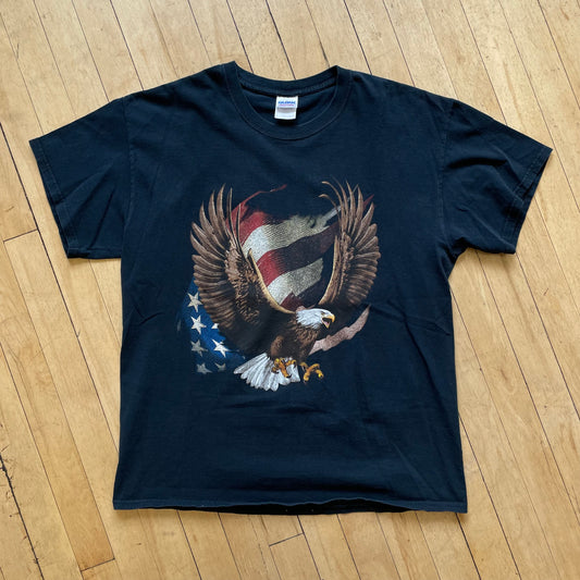 2000s Eagle Flag Biker Graphic T-shirt Sz M