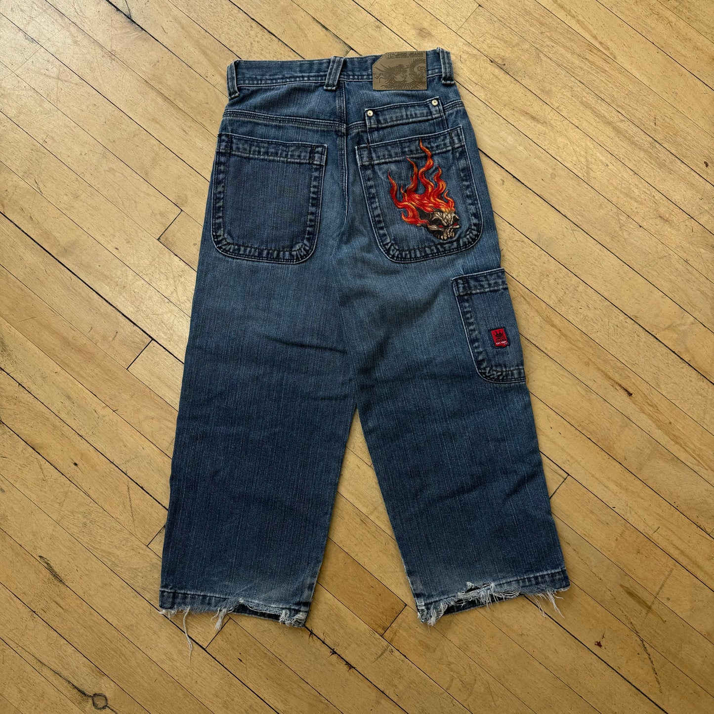 Vintage Jnco Flame embroidered Denim Jeans Sz YTH 8