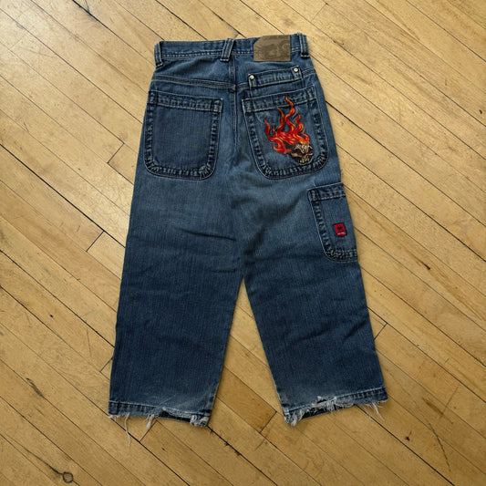 Vintage Jnco Flame embroidered Denim Jeans Sz YTH 8