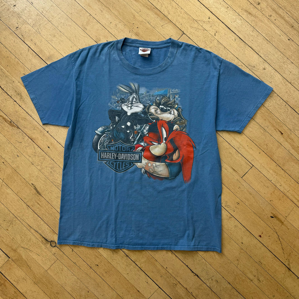 Vintage Looney Tunes Harley Davidson T-shirt Sz L
