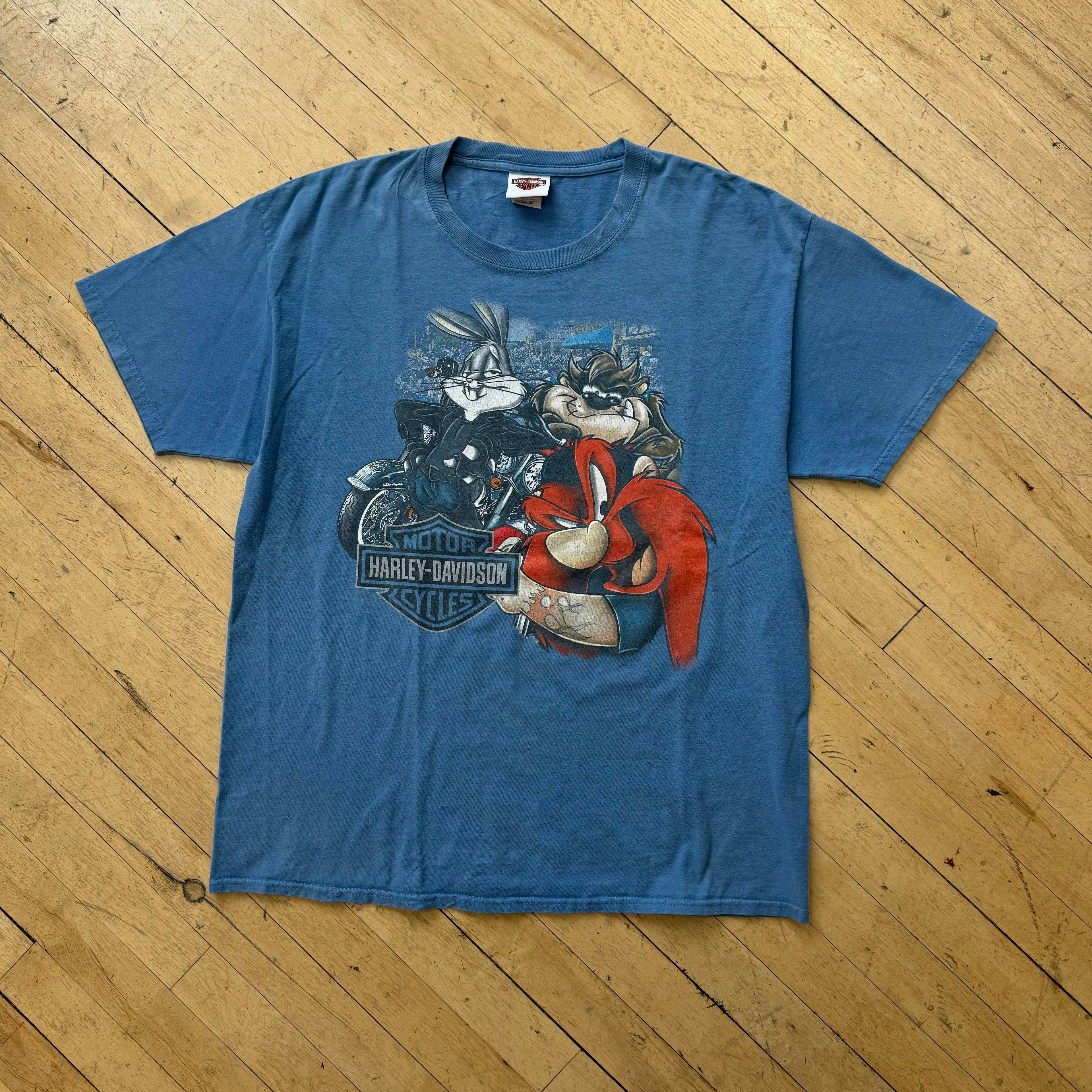 Vintage Looney Tunes Harley Davidson T-shirt Sz L