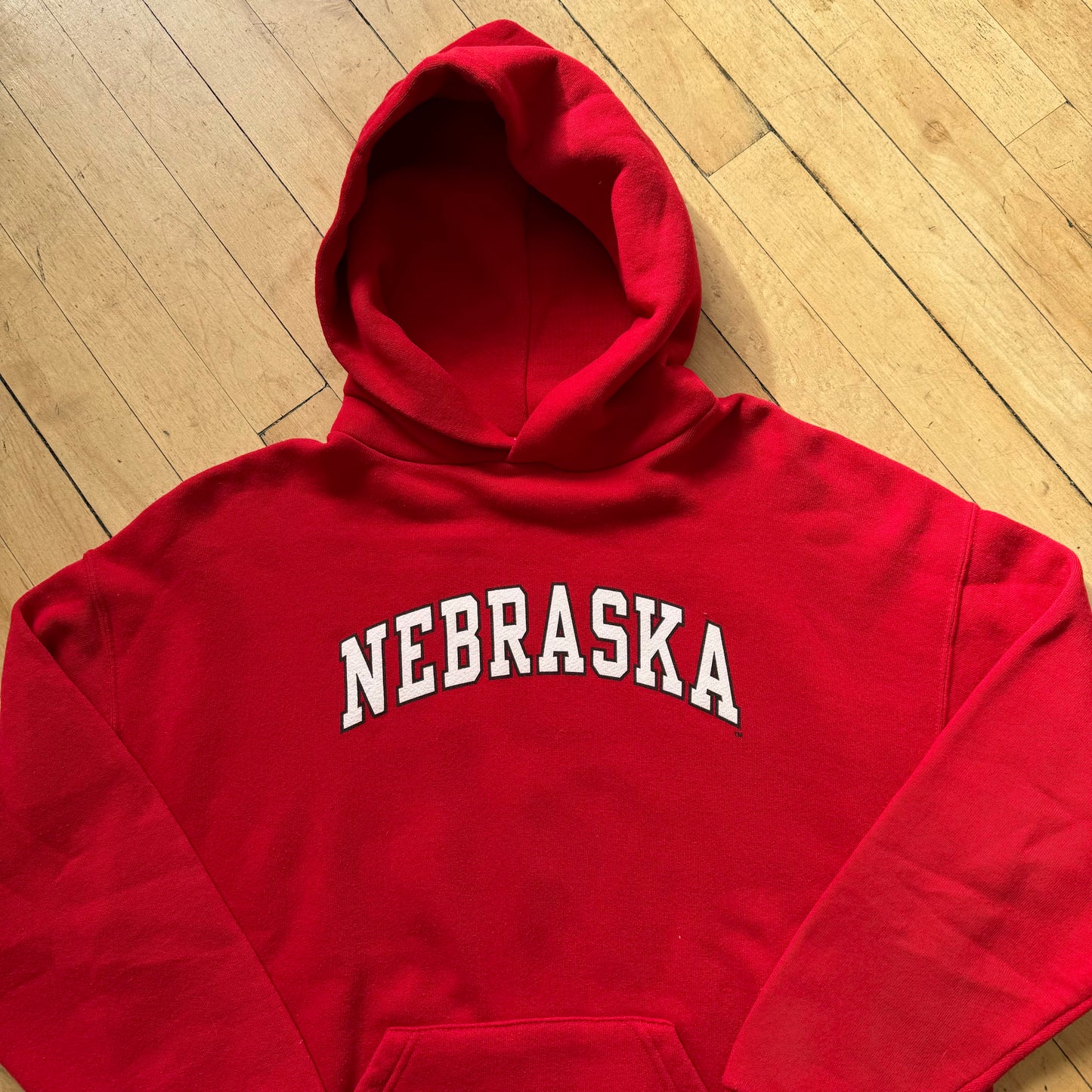 Vintage Russell Nebraska SpellOut hoodie Sz S