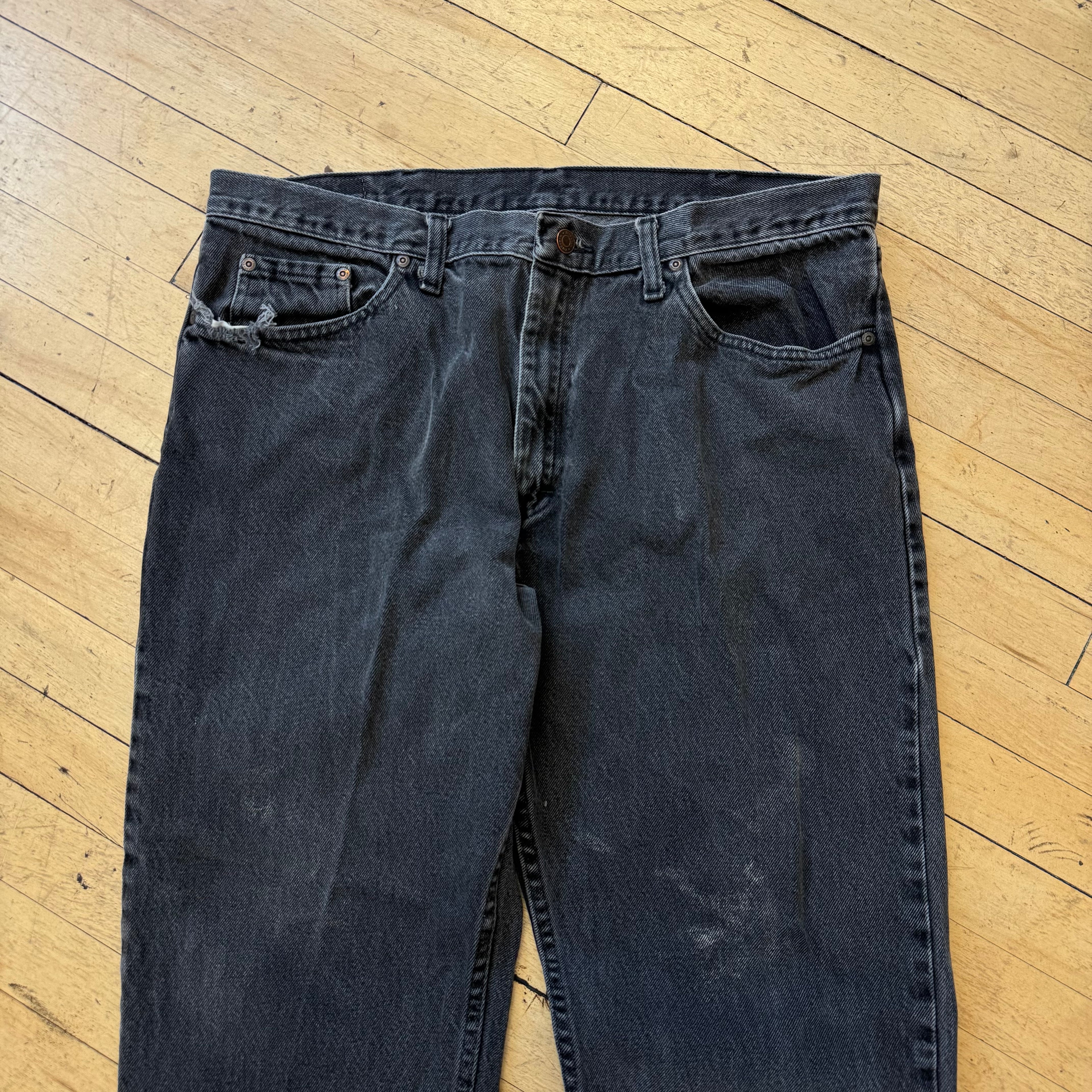 Vintage Faded BLK Wrangler Denim Jeans Sz 38x30