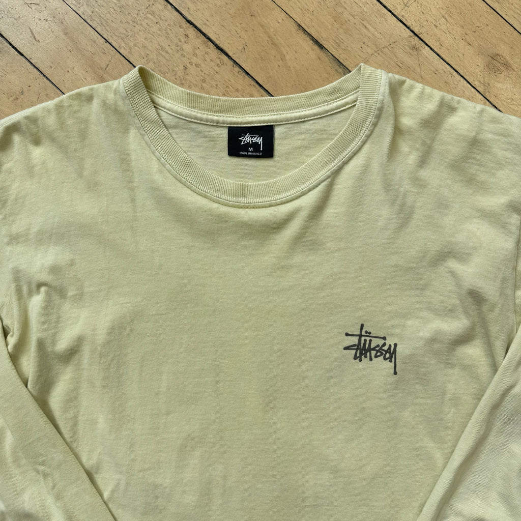 Stussy Light Yellow Classic Logo L/S T-shirt Sz M