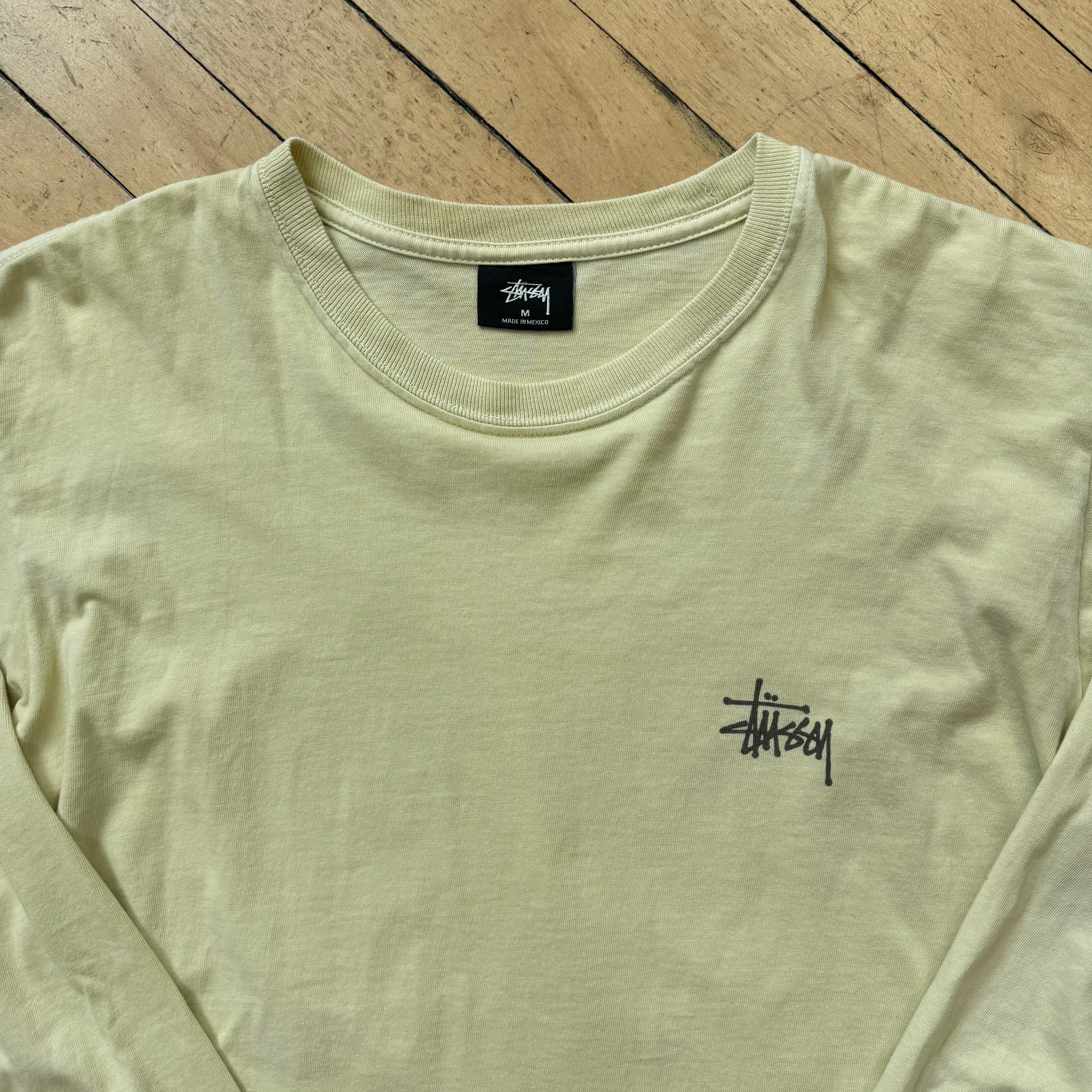 Stussy Light Yellow Classic Logo L/S T-shirt Sz M