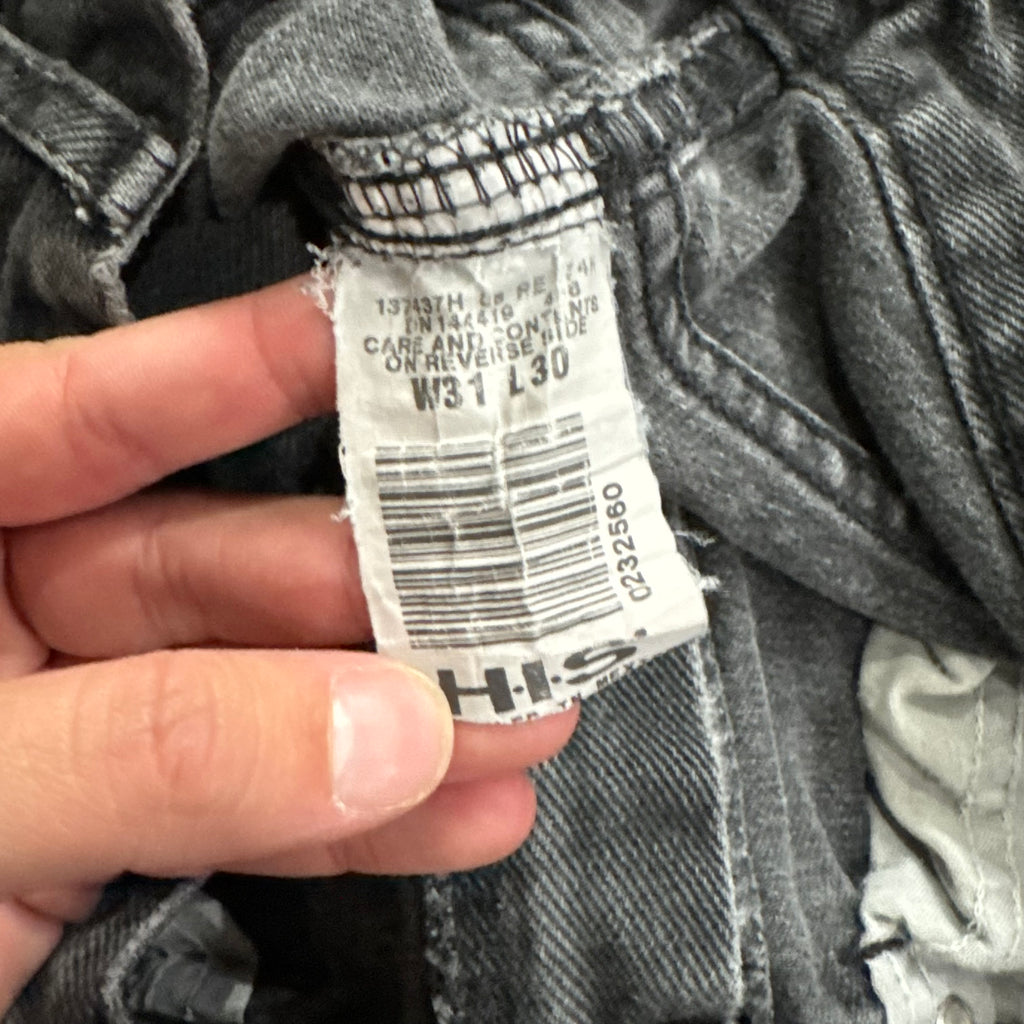 Vintage HIS Faded Black Denim Jeans Sz 31x30