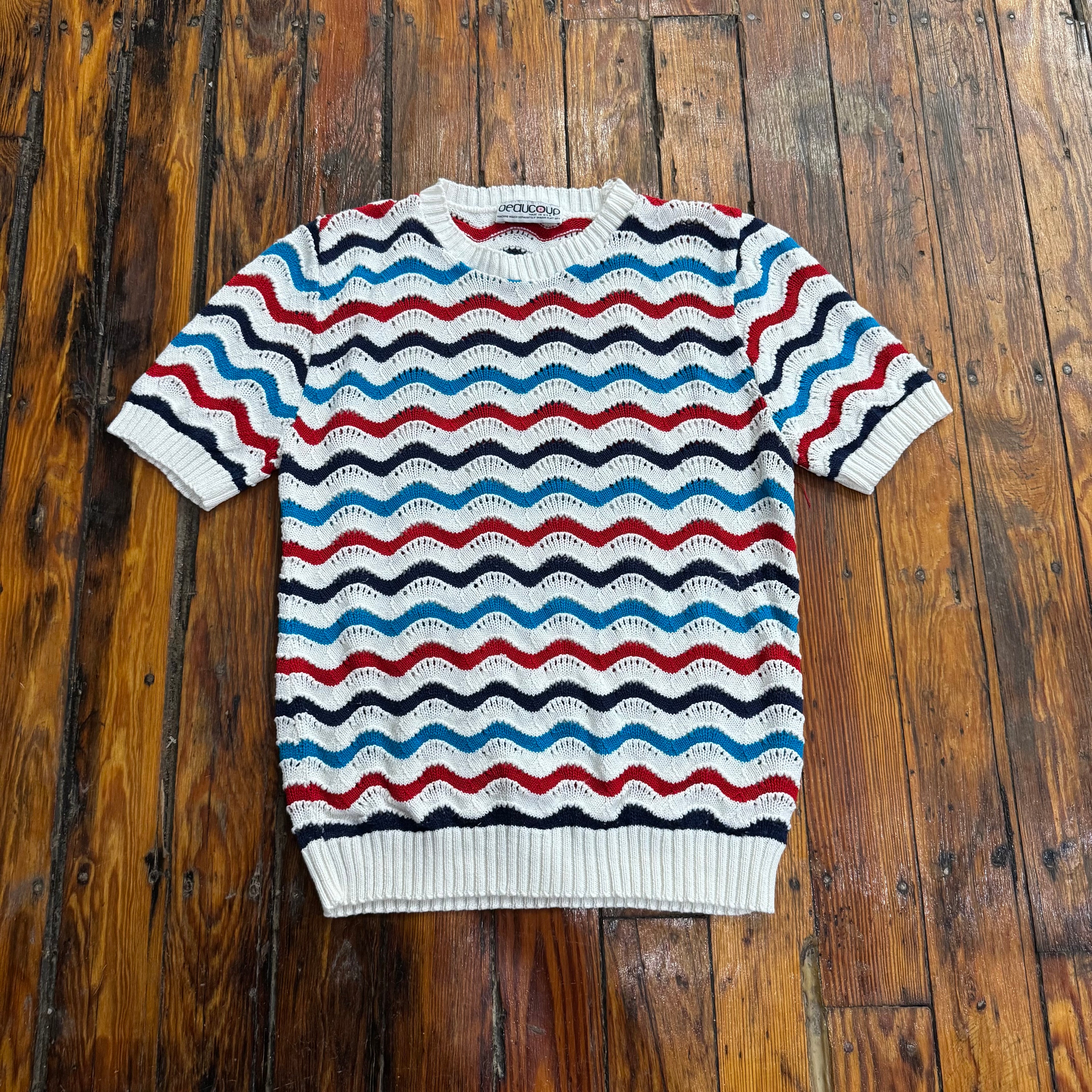 Vintage Short Sleeve Knit Sweater Sz M