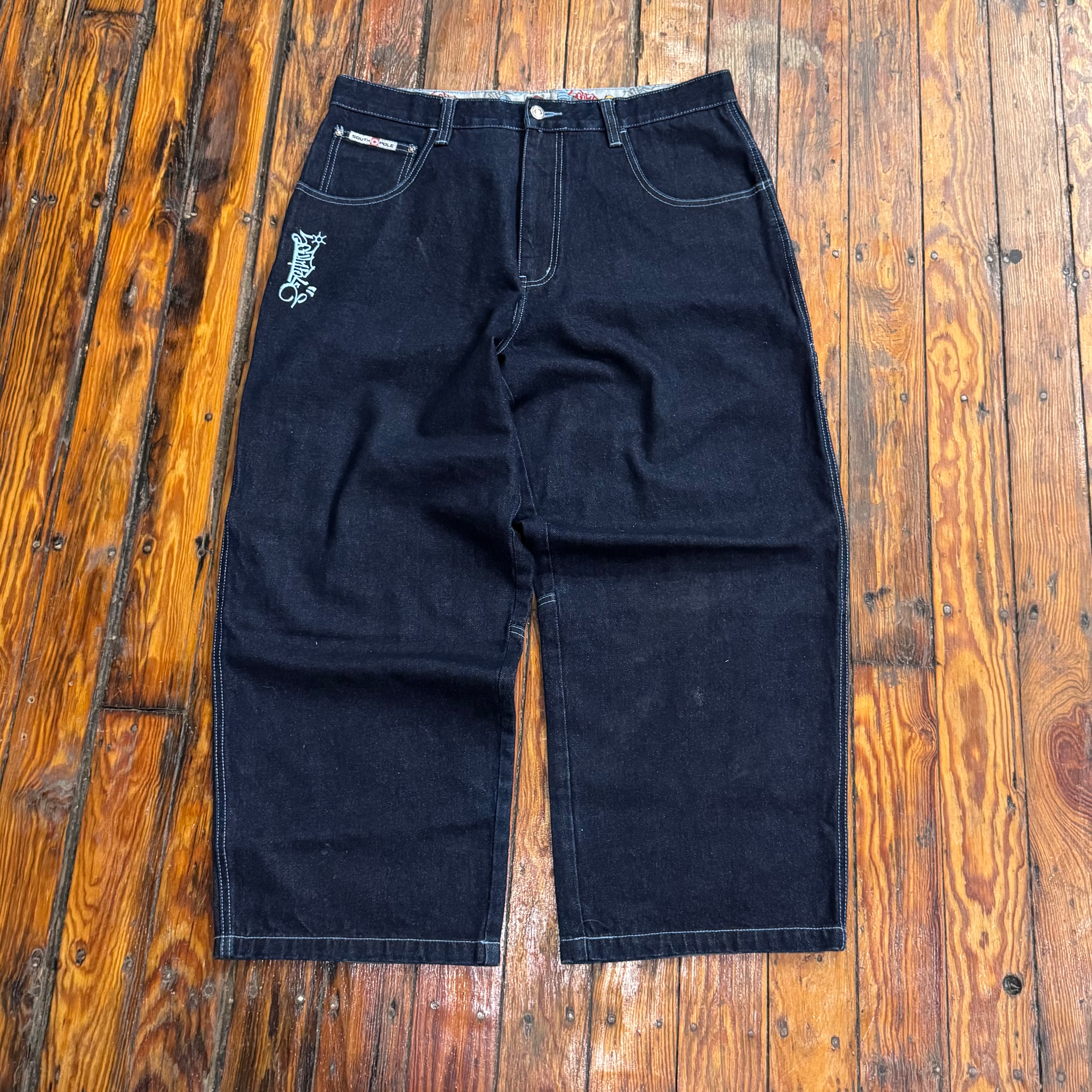 Y2K SouthPole B-Boy Embroidered Denim Jeans Sz 38