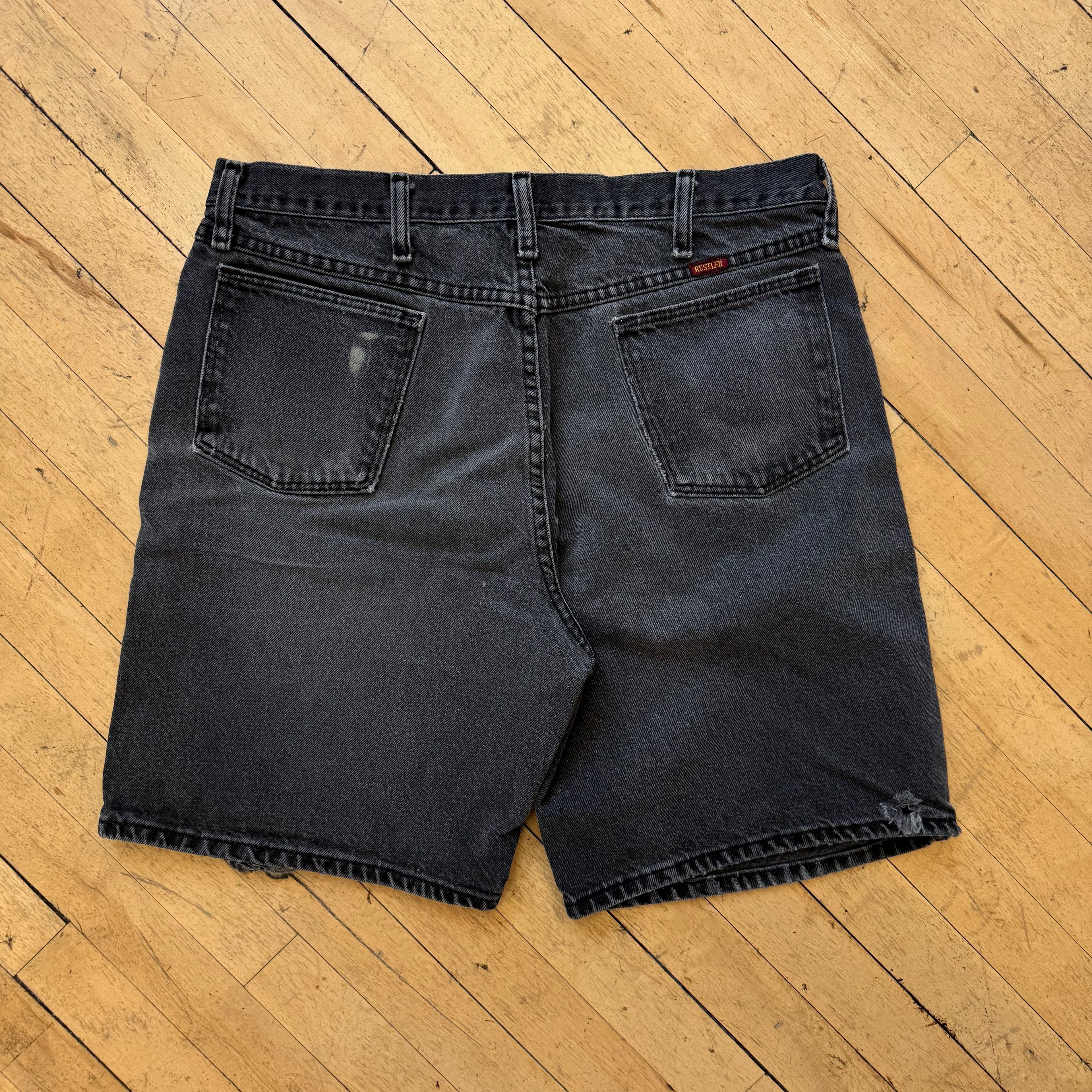 Vintage Rustler BLK Denim Jean Shorts Sz 36