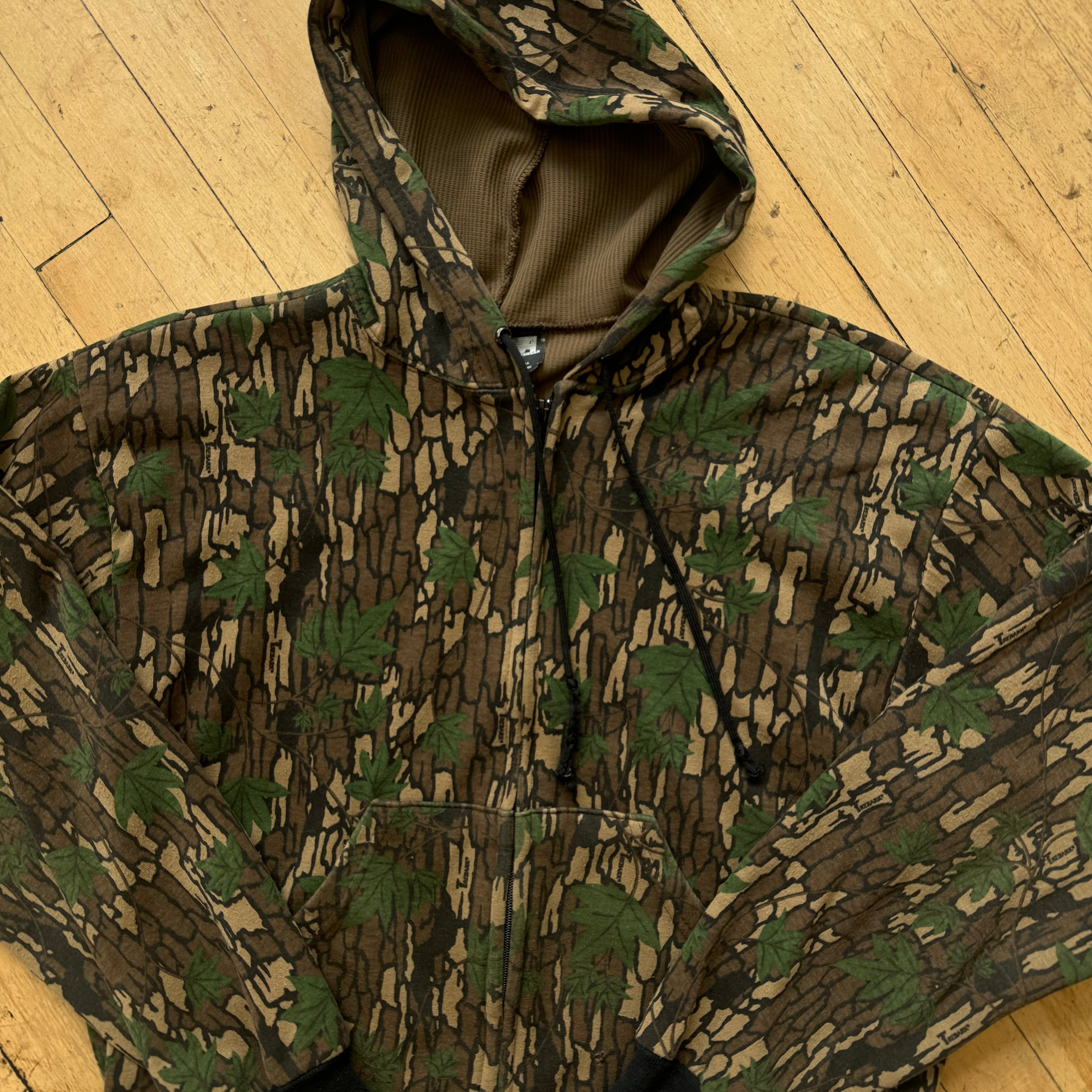 Vintage Camo Zip-Up Hooded Jacket Sz L