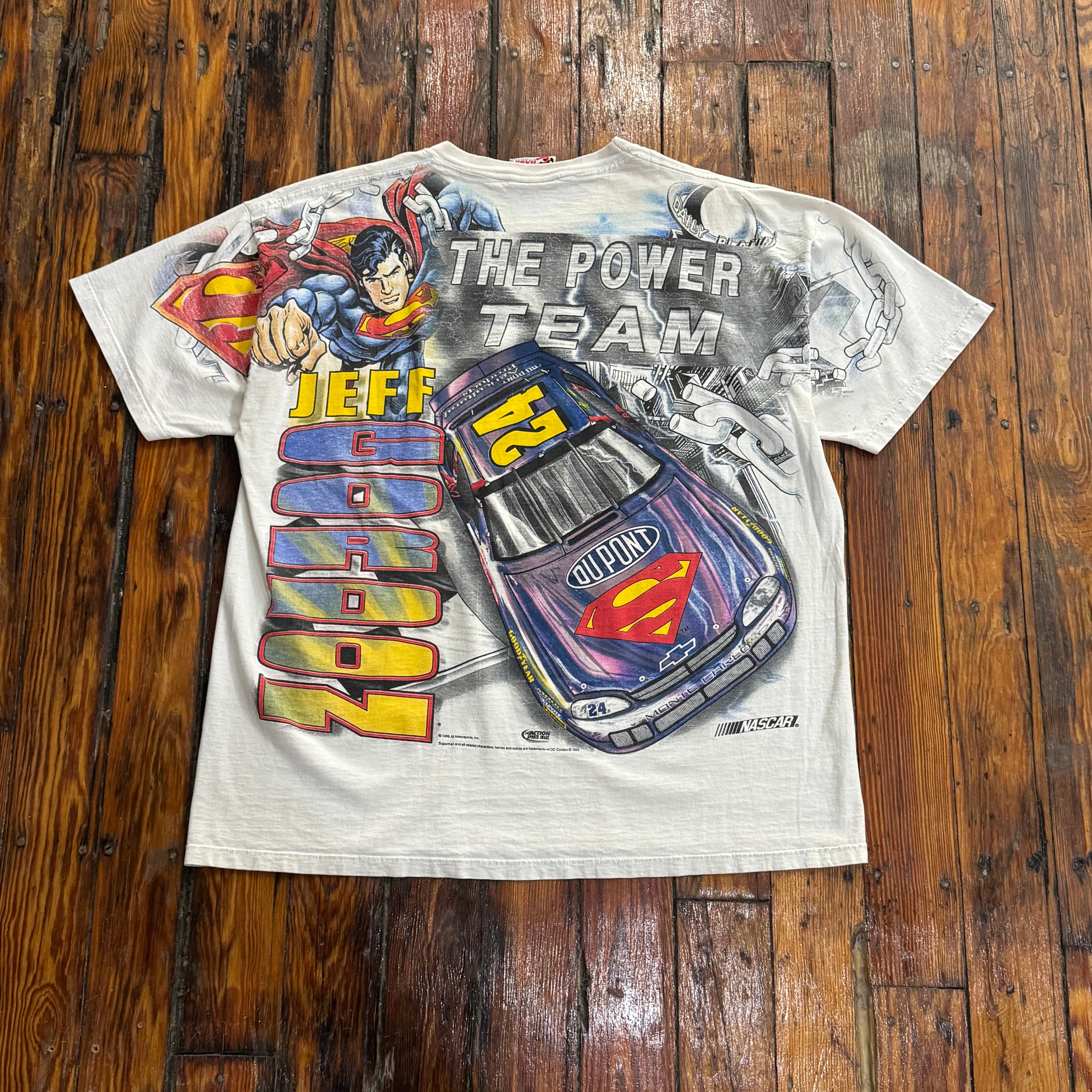 Vintage Jeff Gordon Superman Nascar AOP T-shirt Sz XL